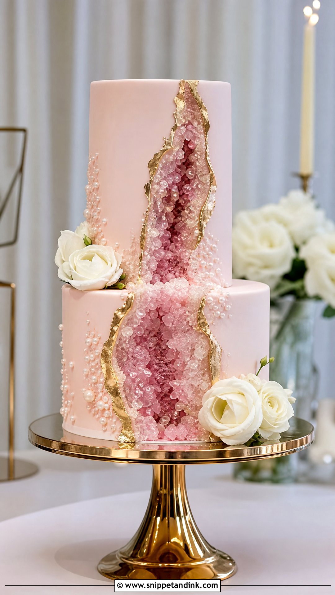 Pink And Gold Geode Wedding Cake - Snippet and Ink - 20 Pink and Gold Cakes for Wedding