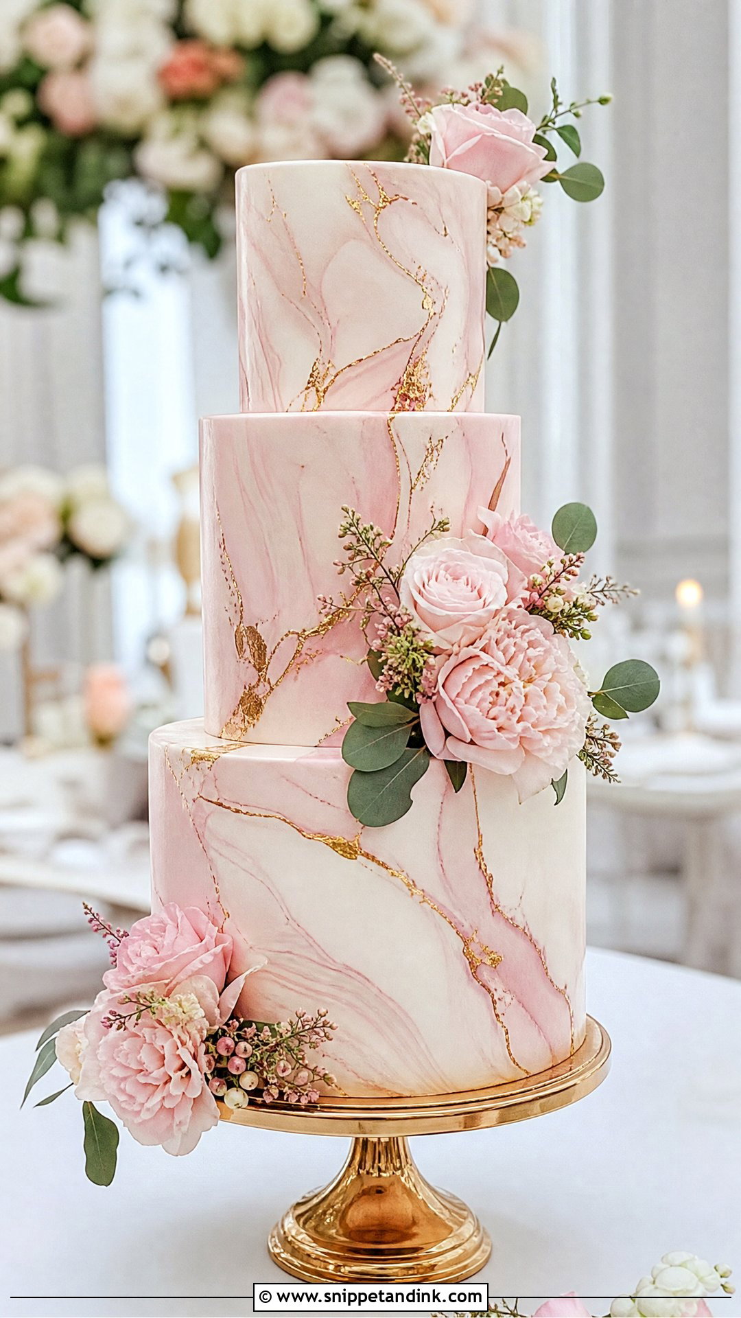 Pink And Gold Marble Wedding Cake - Snippet and Ink - 20 Pink and Gold Cakes for Wedding