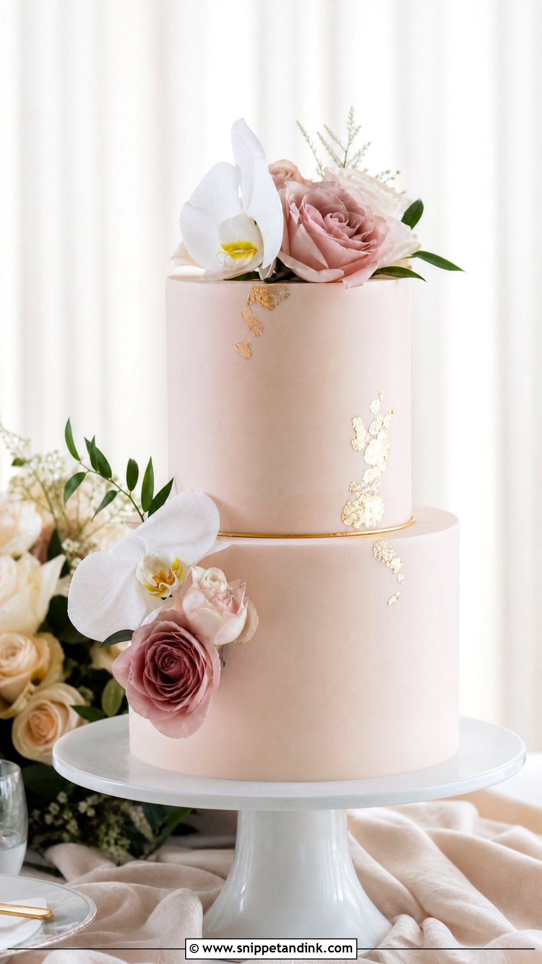 Pink And Gold Minimalist Wedding Cake - Snippet and Ink - 20 Pink and Gold Cakes for Wedding