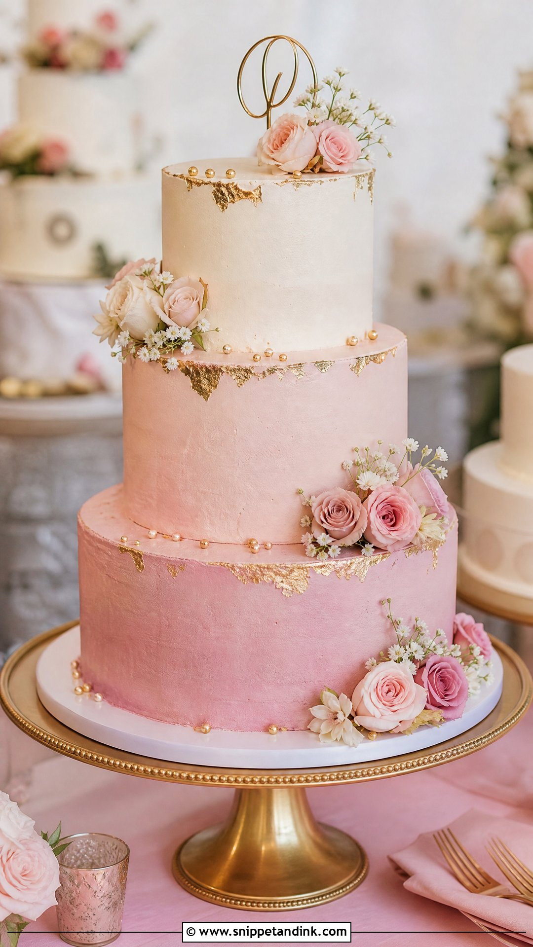 Pink And Gold Ombre Wedding Cake - Snippet and Ink - 20 Pink and Gold Cakes for Wedding