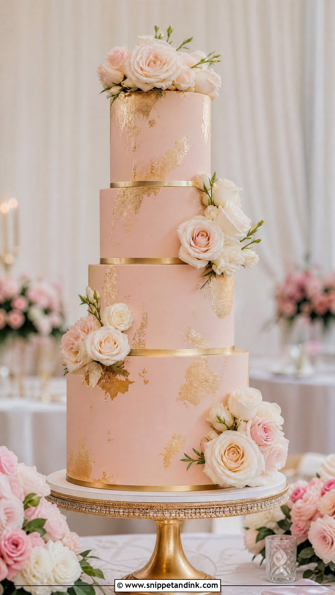 Pink And Gold Wedding Cake - Snippet and Ink - 25 Pink Colour Cake Designs for Wedding
