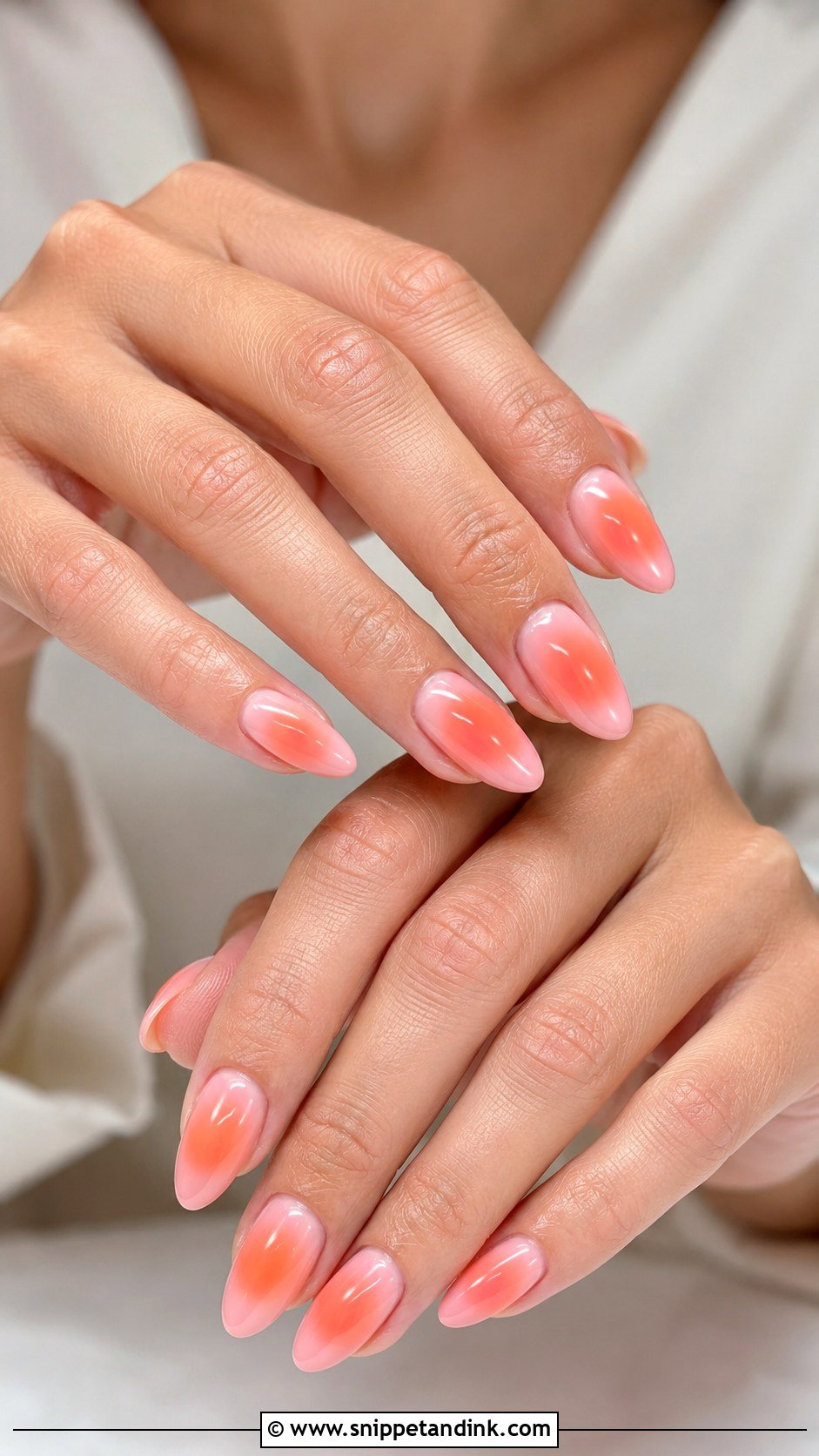 Pink And Orange Aura Wedding Nails - Snippet and Ink - 20 Colorful Wedding Nails