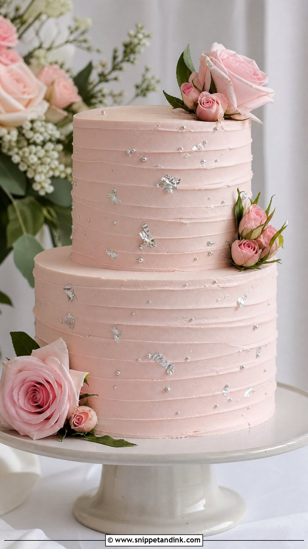 Pink And Silver Buttercream Wedding Cake - Snippet and Ink - 20 Pink and Silver Cake Ideas for Wedding