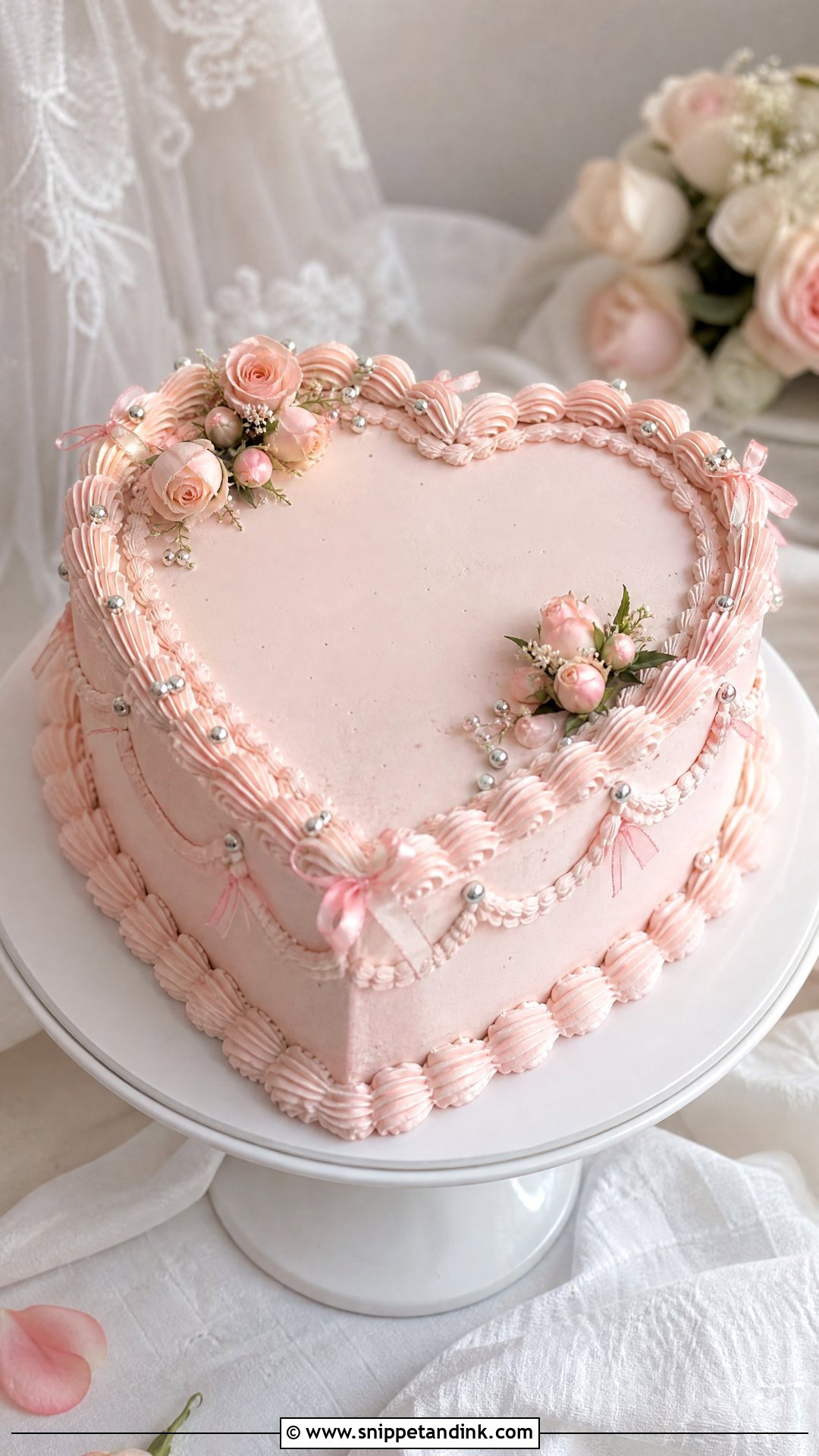 Pink And Silver Heart Wedding Cake - Snippet and Ink - 20 Pink and Silver Cake Ideas for Wedding