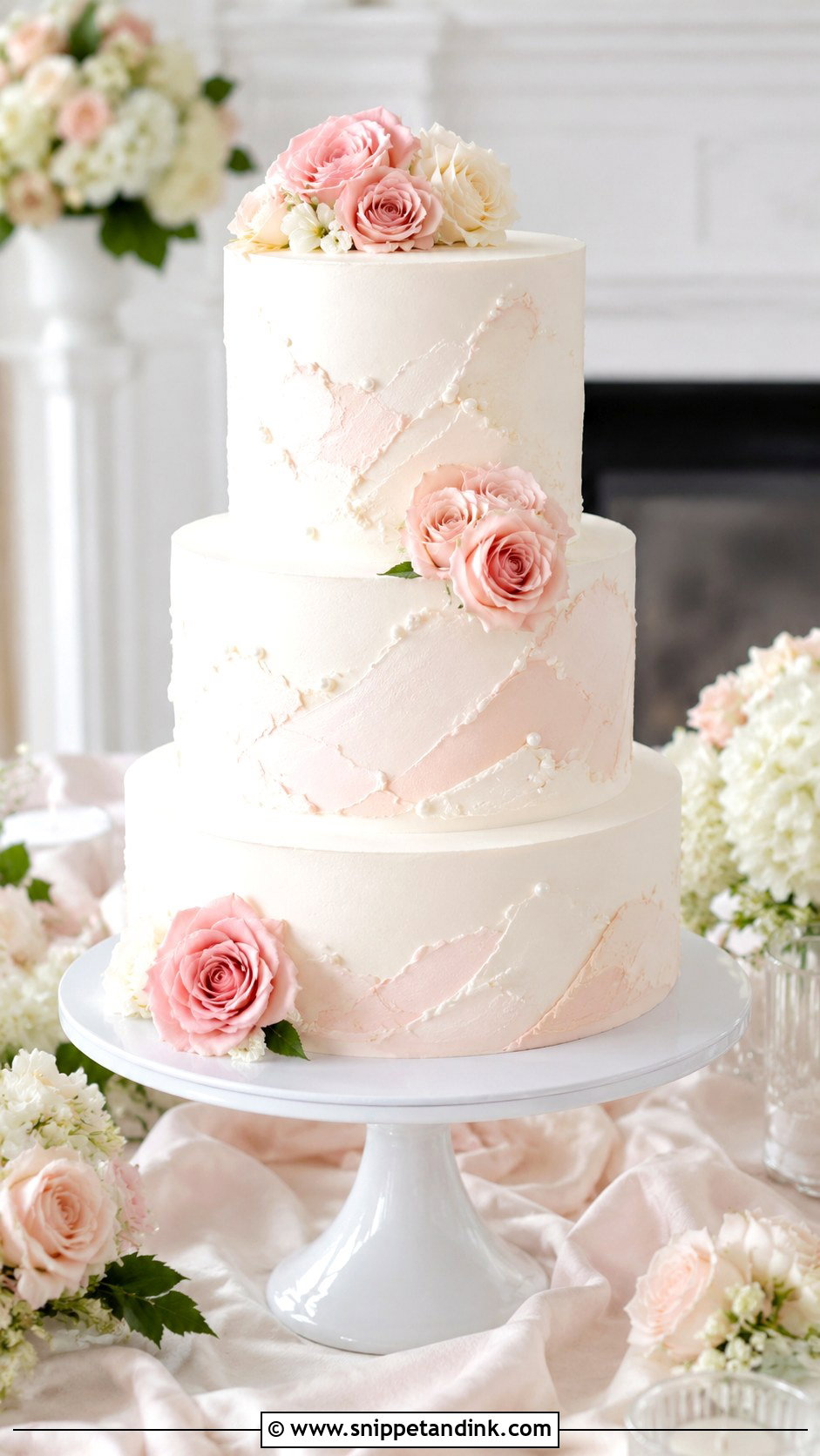 Pink And White Buttercream Wedding Cake - Snippet and Ink - 20 Pink and White Cake Ideas for Wedding