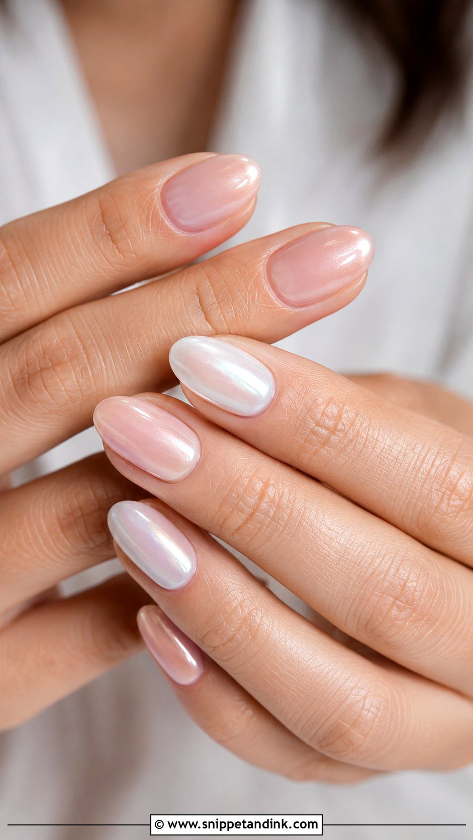 Pink And White Chrome Wedding Nails - Snippet and Ink - 20 Pink and White Wedding Nails