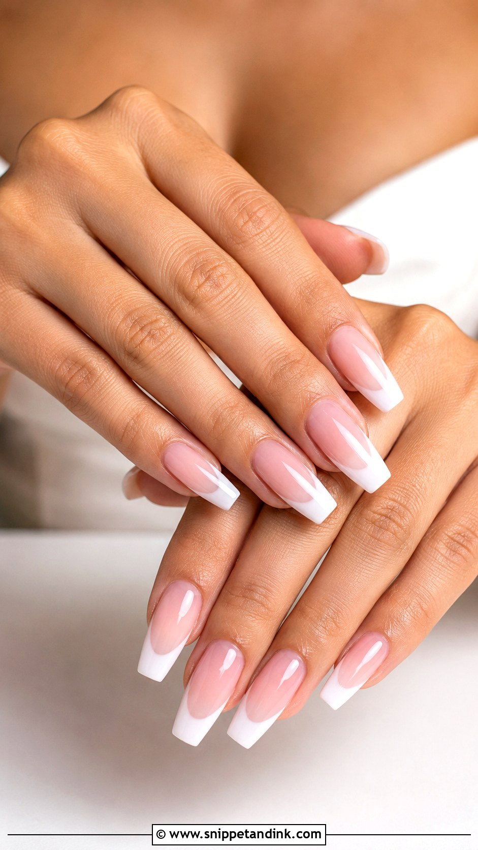 Pink And White Coffin Bridal Nails - Snippet and Ink - 20 Coffin Shape Bridal Nails
