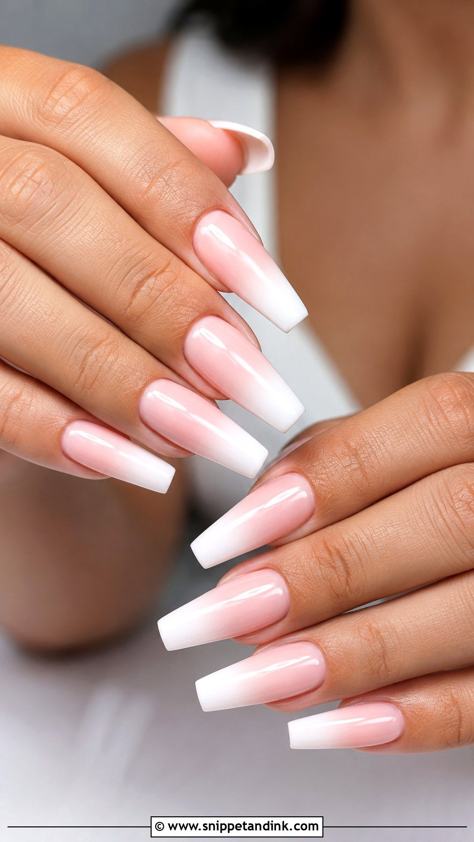 Pink And White Coffin Wedding Nails - Snippet and Ink - 20 Pink and White Wedding Nails
