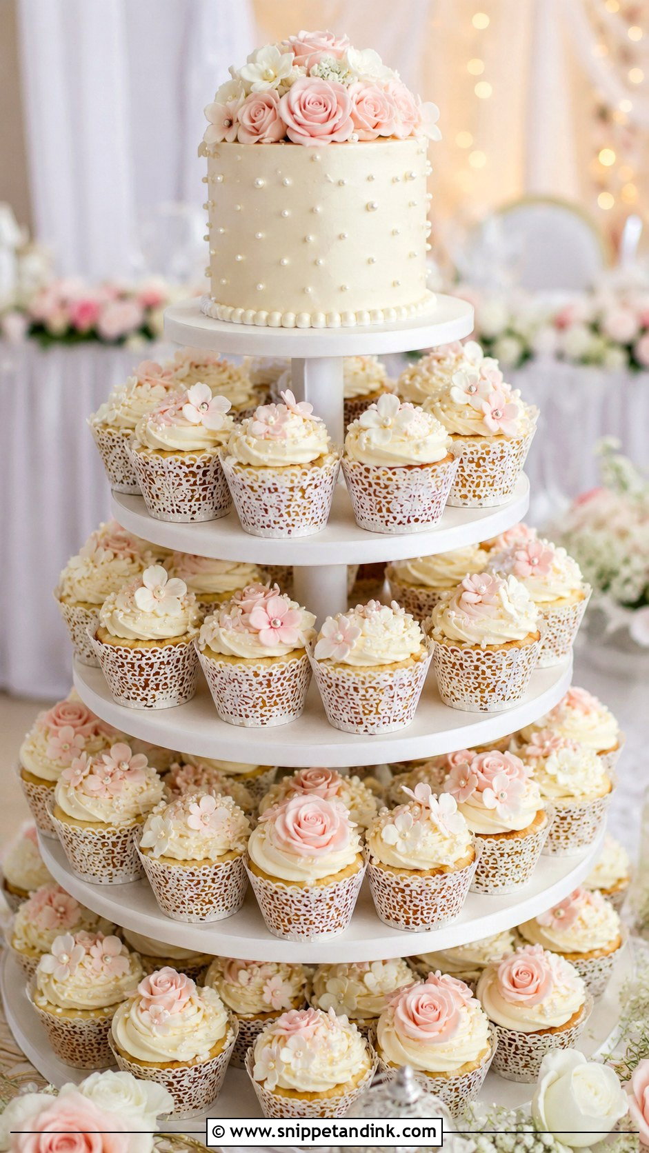 Pink And White Cupcake Wedding Cake - Snippet and Ink - 20 Pink and White Cake Ideas for Wedding