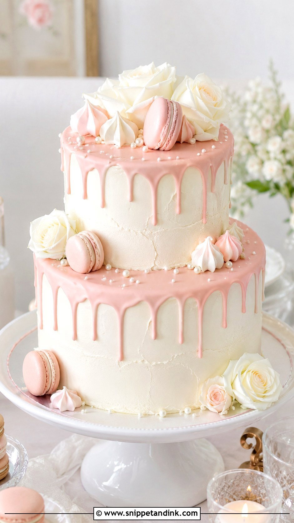 Pink And White Drip Wedding Cake - Snippet and Ink - 20 Pink and White Wedding Cakes