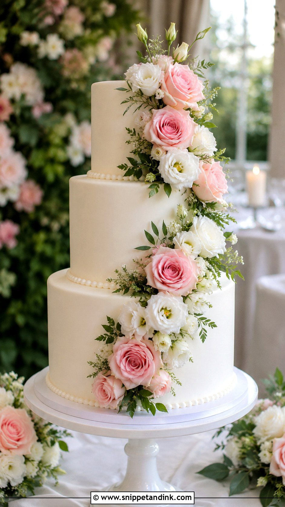 Pink And White Floral Wedding Cake - Snippet and Ink - 20 Pink and White Cake Ideas for Wedding