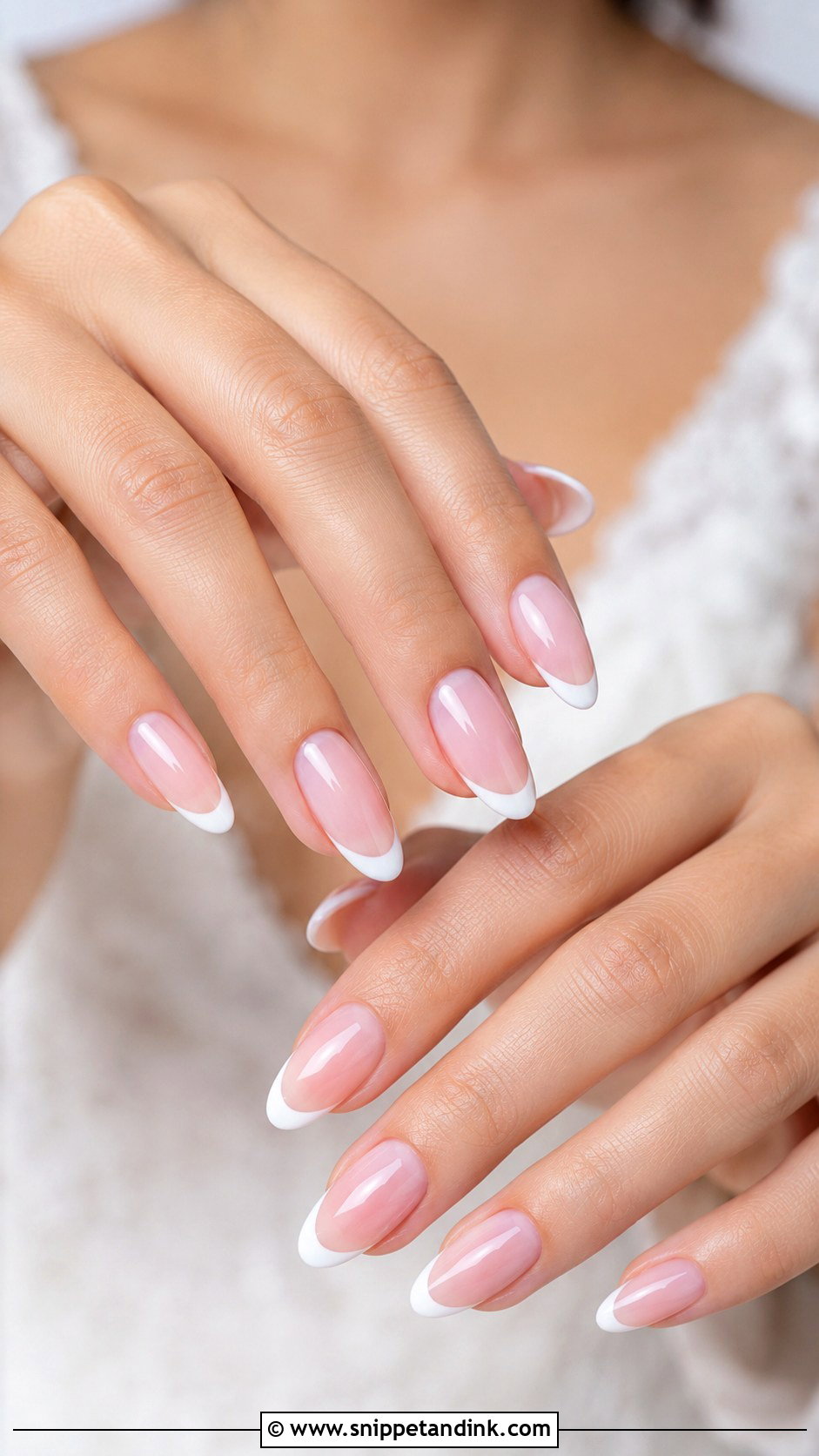 Pink And White French Bridal Wedding Nails - Snippet and Ink - 20 Elegant White Pink Bridal Wedding Nails