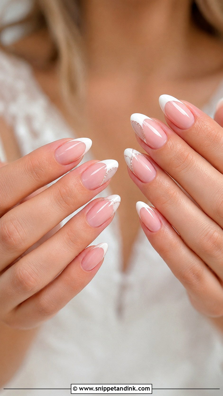 Pink And White French Tip Wedding Nails - Snippet and Ink - 20 Pink and White Wedding Nails