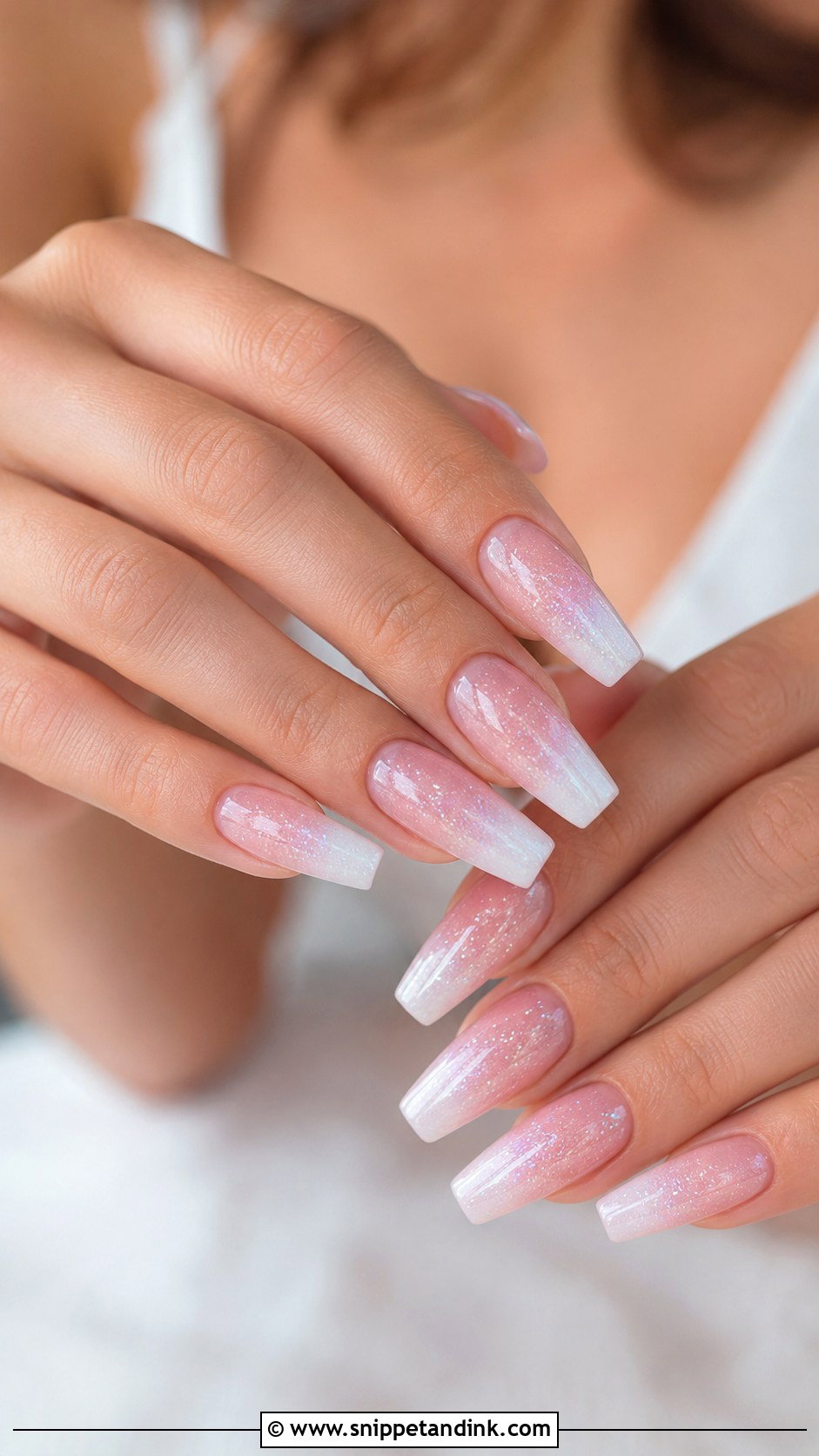 Pink And White Glitter Ombre Wedding Nails - Snippet and Ink - 20 Pink and White Wedding Nails
