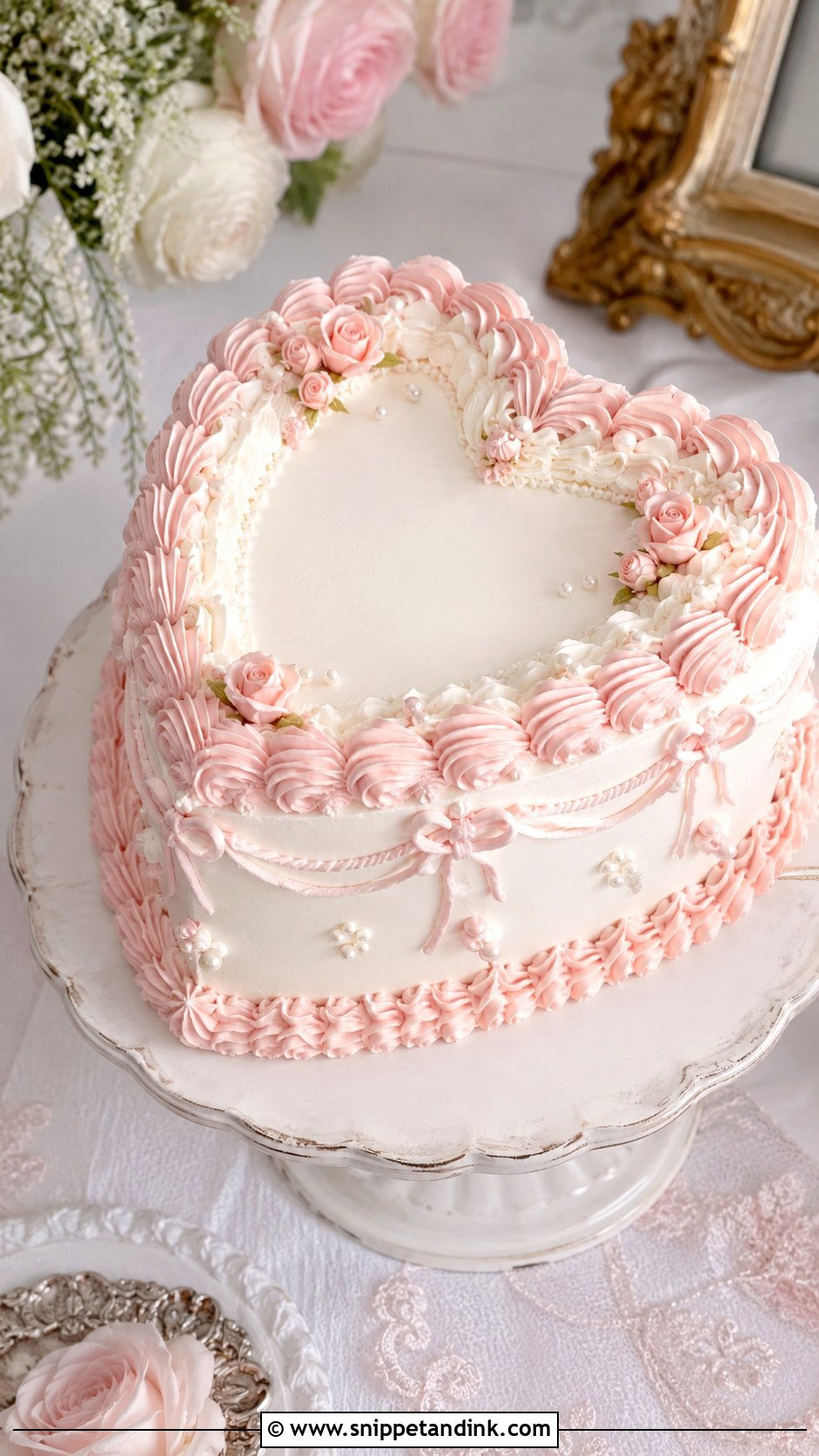 Pink And White Heart Wedding Cake - Snippet and Ink - 20 Pink and White Cake Ideas for Wedding