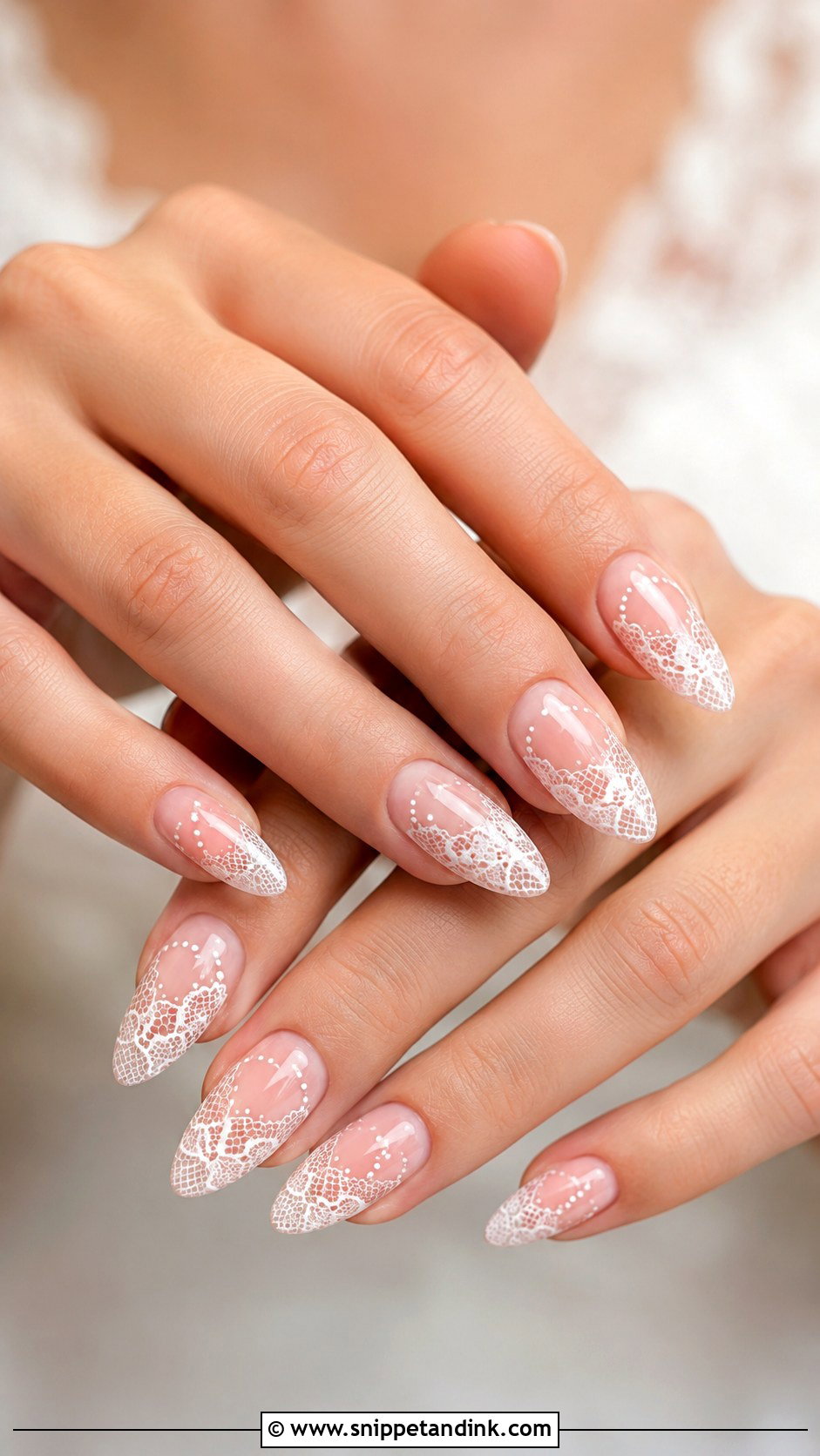 Pink And White Lace Wedding Nails - Snippet and Ink - 20 Pink and White Wedding Nails