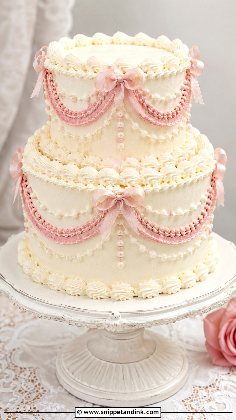 Pink And White Lambeth Wedding Cake - Snippet and Ink - 20 Pink and White Cake Ideas for Wedding