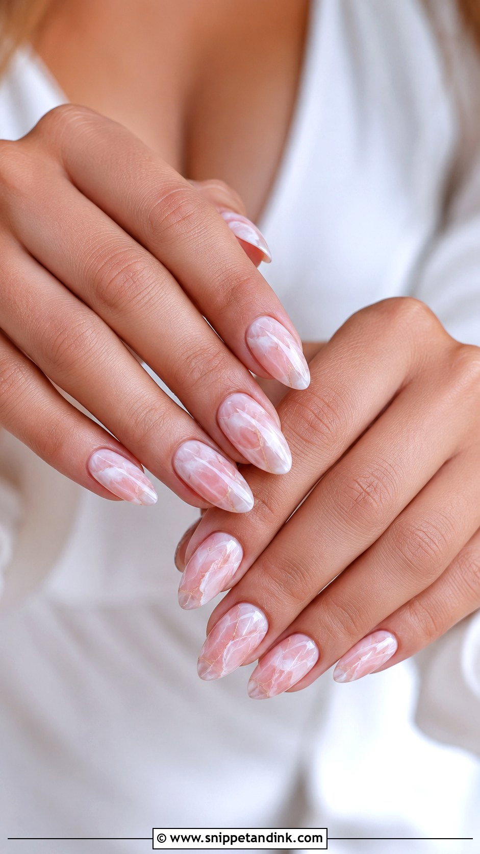 Pink And White Marble Bridal Wedding Nails - Snippet and Ink - 20 Elegant White Pink Bridal Wedding Nails