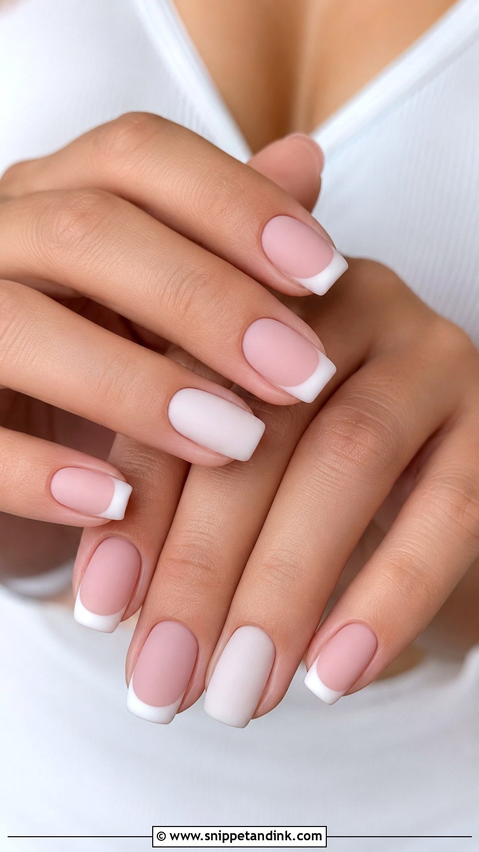Pink And White Matte Wedding Nails - Snippet and Ink - 20 Pink and White Wedding Nails