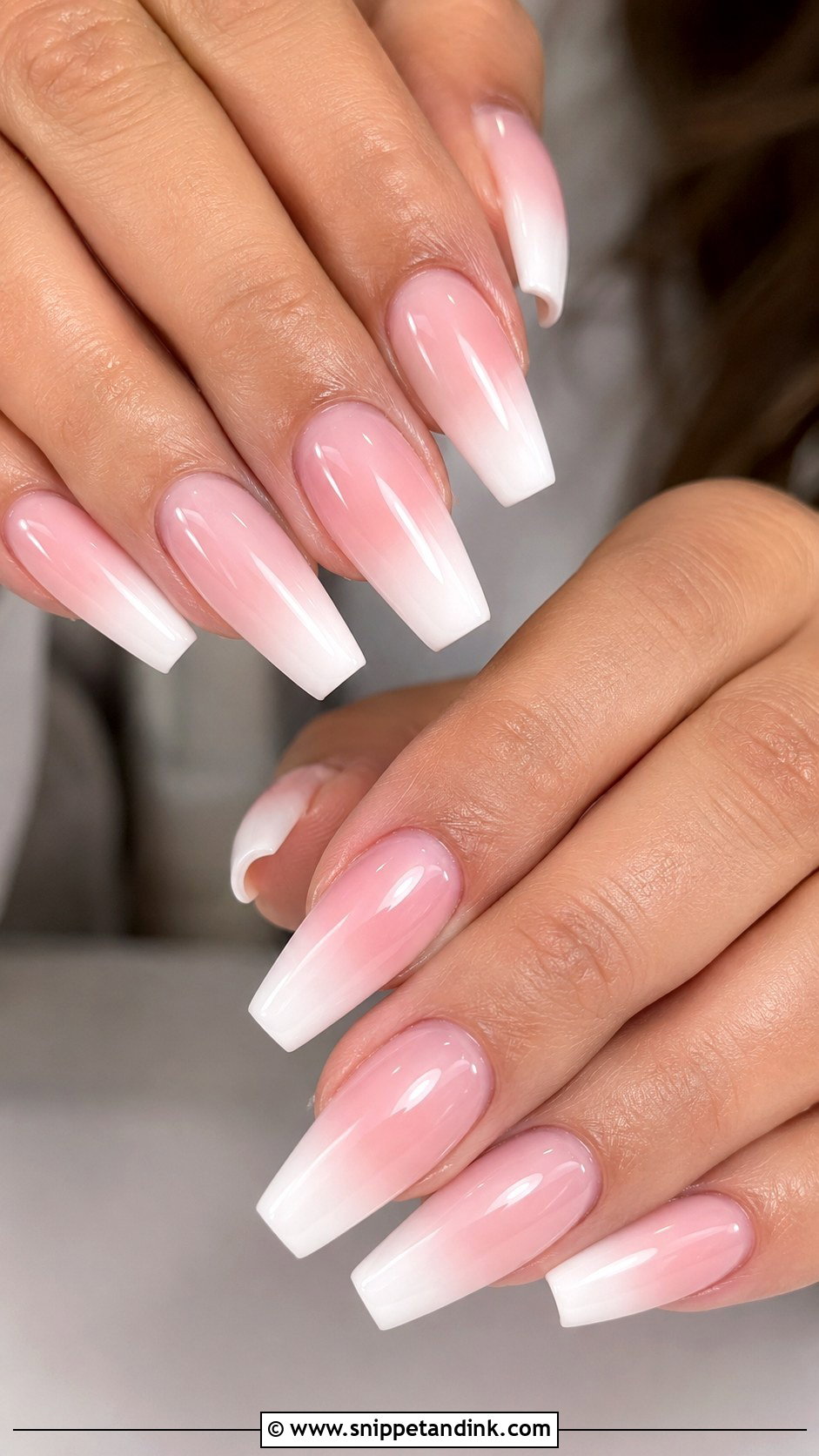 Pink And White Ombre Acrylic Bridal Nails - Snippet and Ink - 20 Acrylic Bridal Wedding Nails