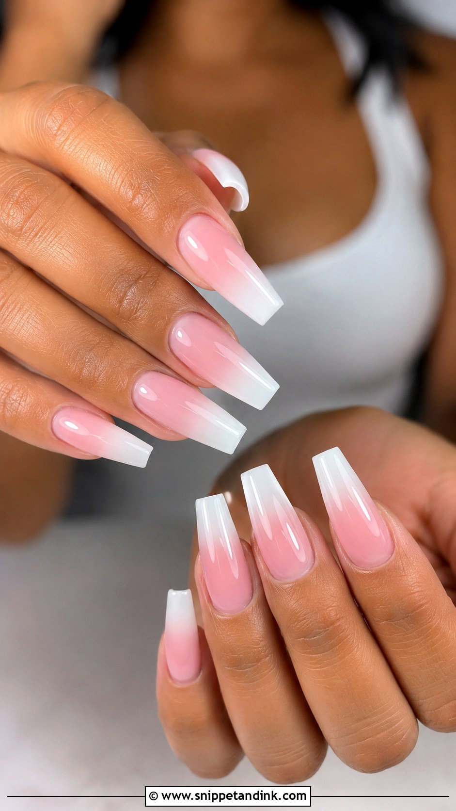 Pink And White Ombre Bridal Nail Extensions - Snippet and Ink - 30 Bridal Nail Extension Designs