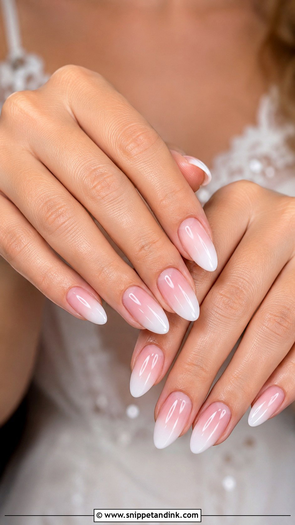 Pink And White Ombre Bridal Wedding Nails - Snippet and Ink - 20 Elegant White Pink Bridal Wedding Nails