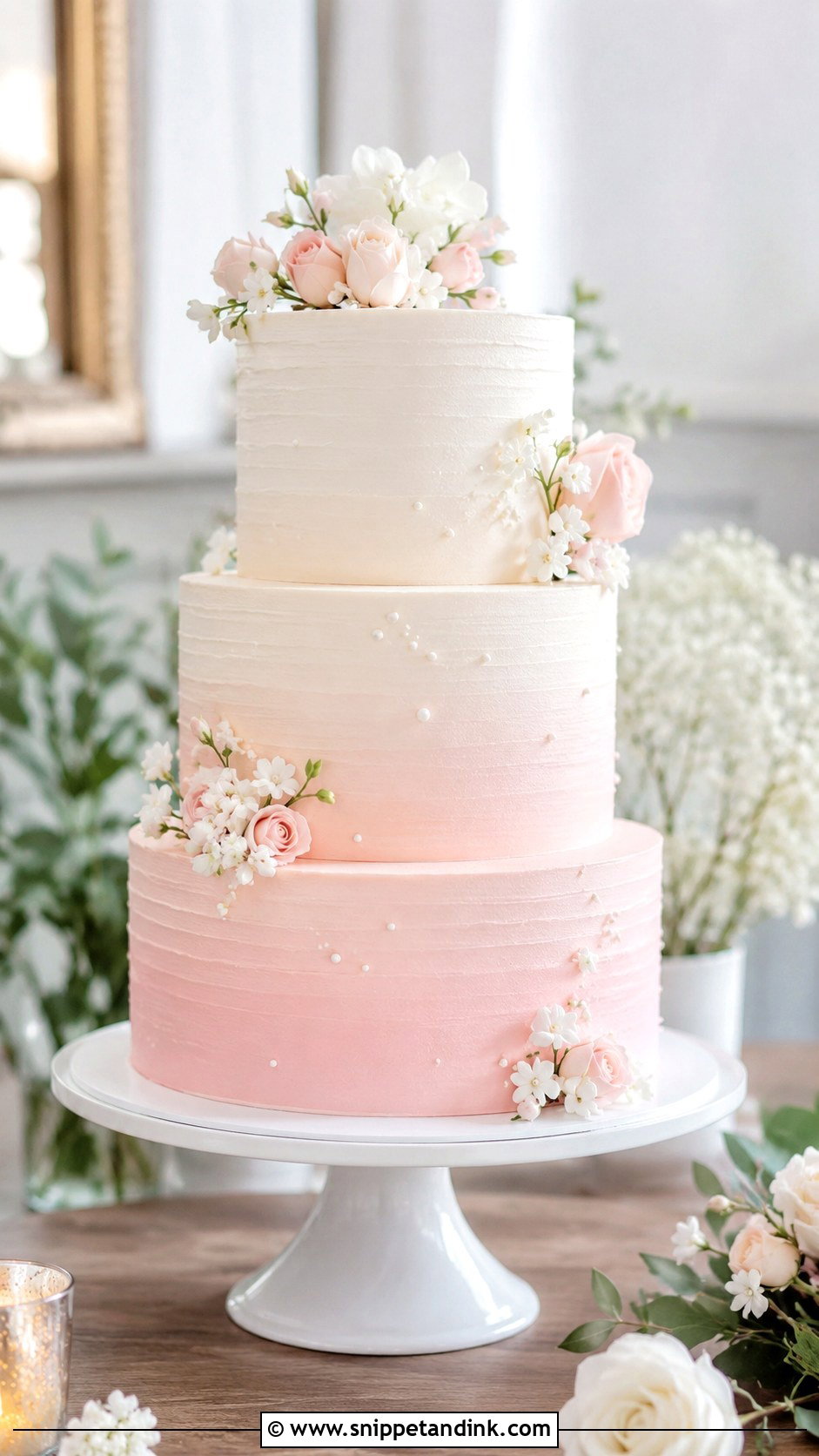 Pink And White Ombre Wedding Cake - Snippet and Ink - 20 Pink and White Cake Ideas for Wedding