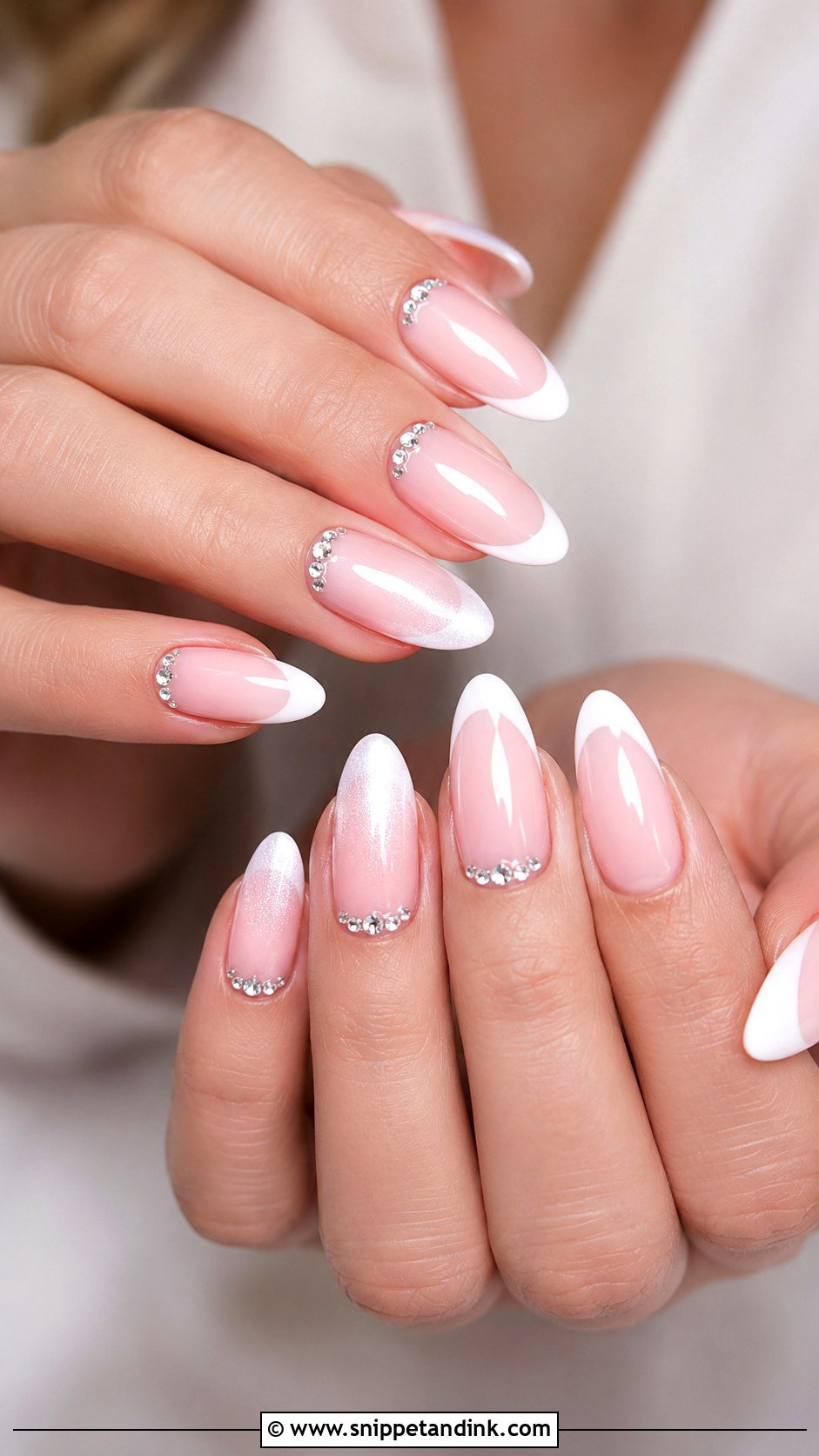 Pink And White Rhinestone Wedding Nails - Snippet and Ink - 20 Pink and White Wedding Nails