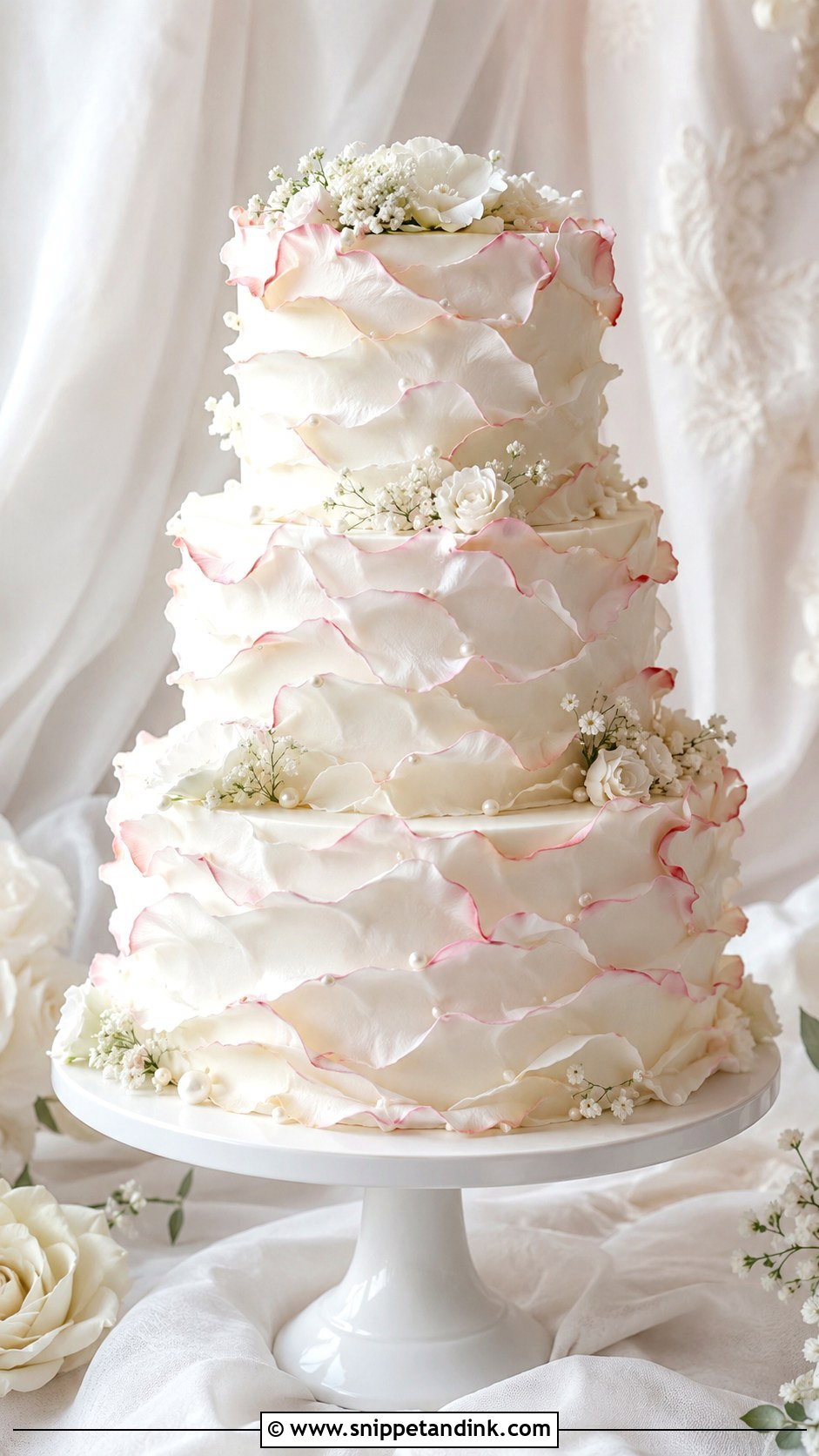 Pink And White Ruffle Wedding Cake - Snippet and Ink - 20 Pink and White Cake Ideas for Wedding