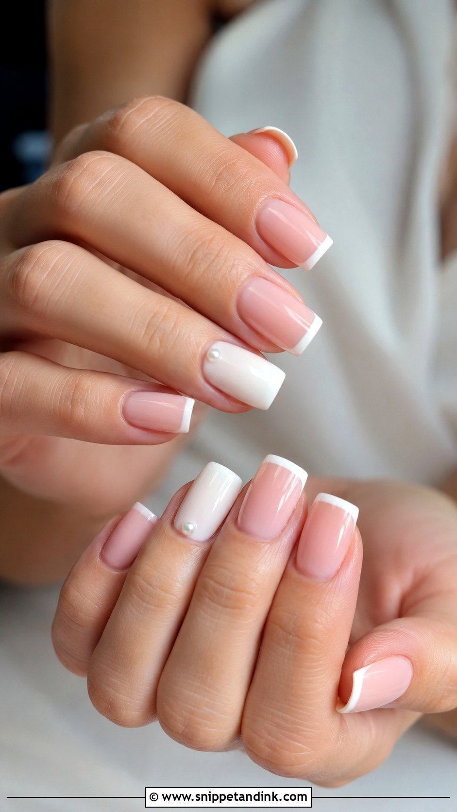 Pink And White Square Wedding Nails - Snippet and Ink - 20 Pink and White Wedding Nails