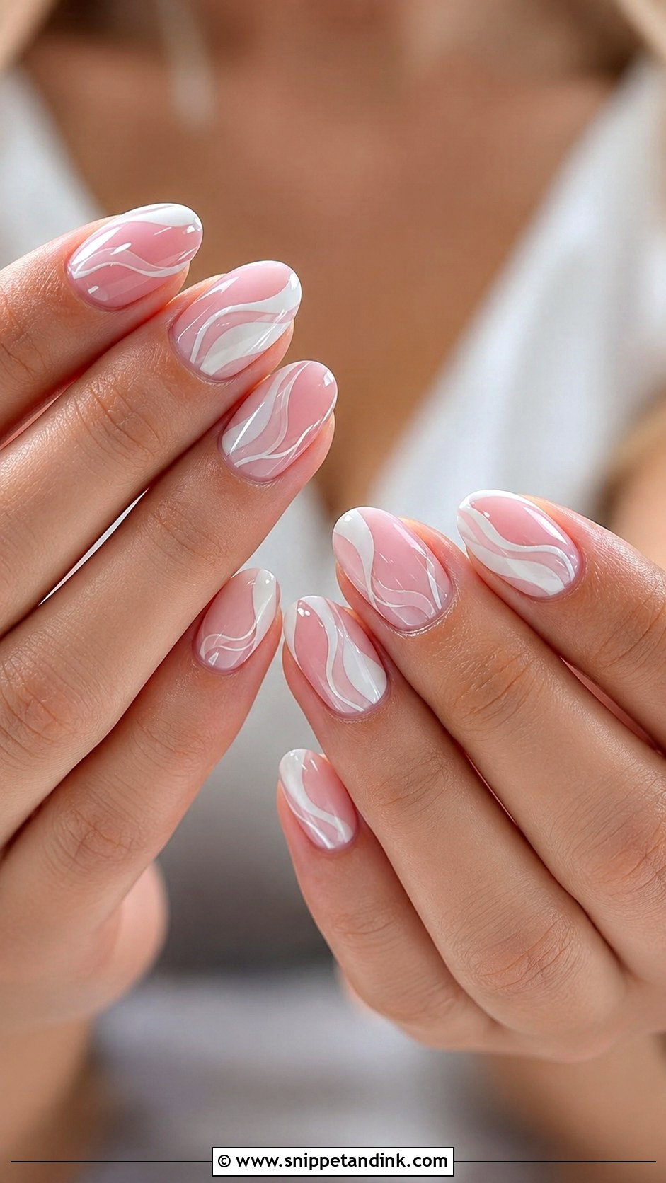 Pink And White Swirl Wedding Nails - Snippet and Ink - 20 Pink and White Wedding Nails