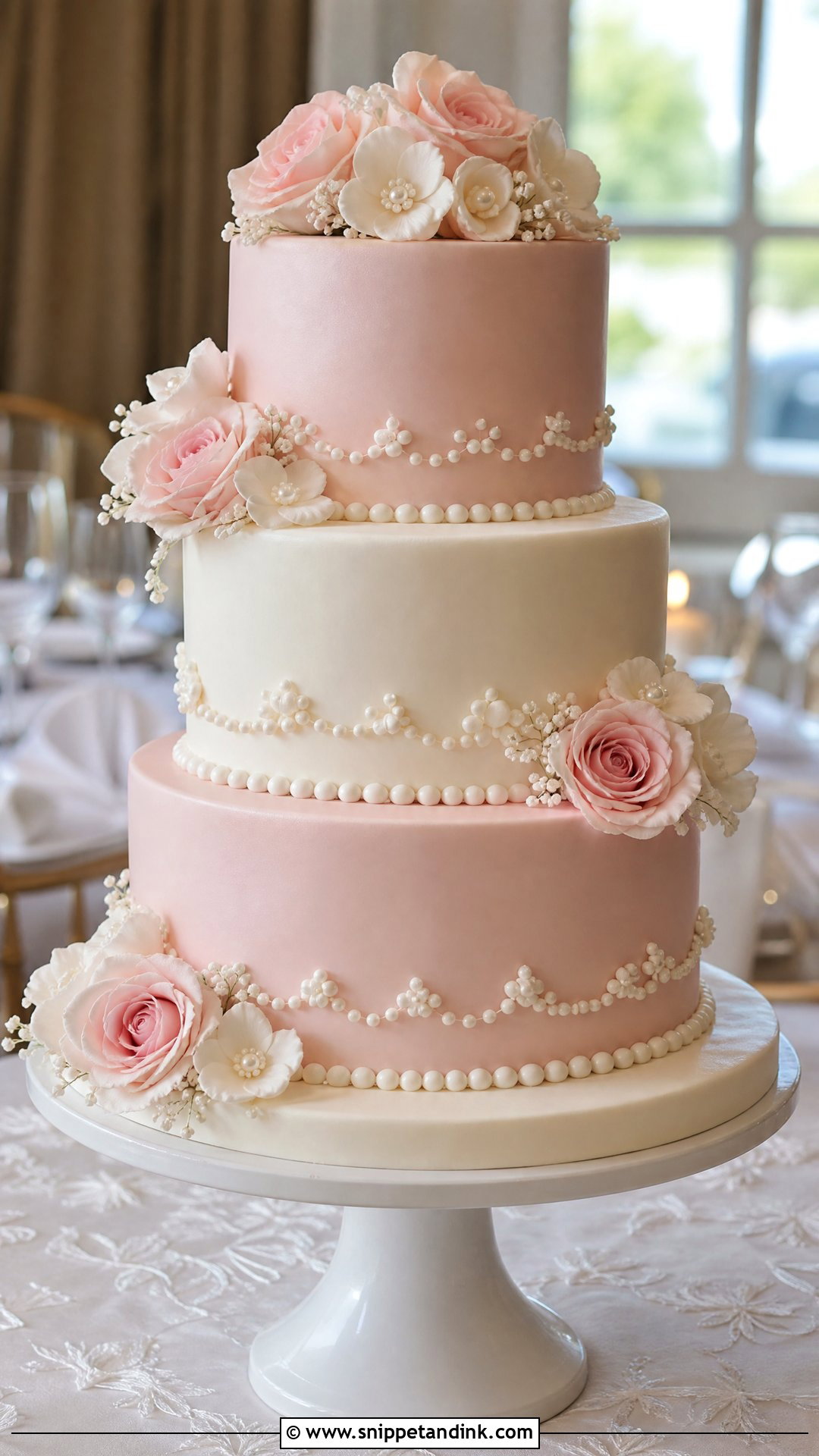 Pink And White Wedding Cake - Snippet and Ink - 25 Pink Colour Cake Designs for Wedding