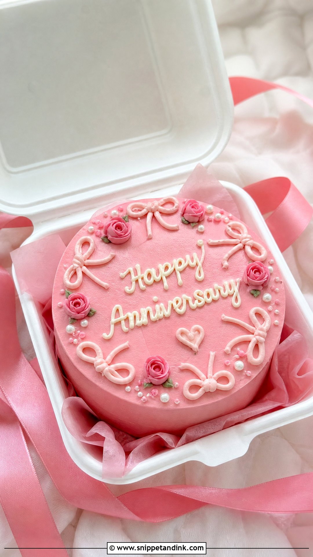 Pink Anniversary Bento Cake - Snippet and Ink - 30 Anniversary Bento Cake Ideas