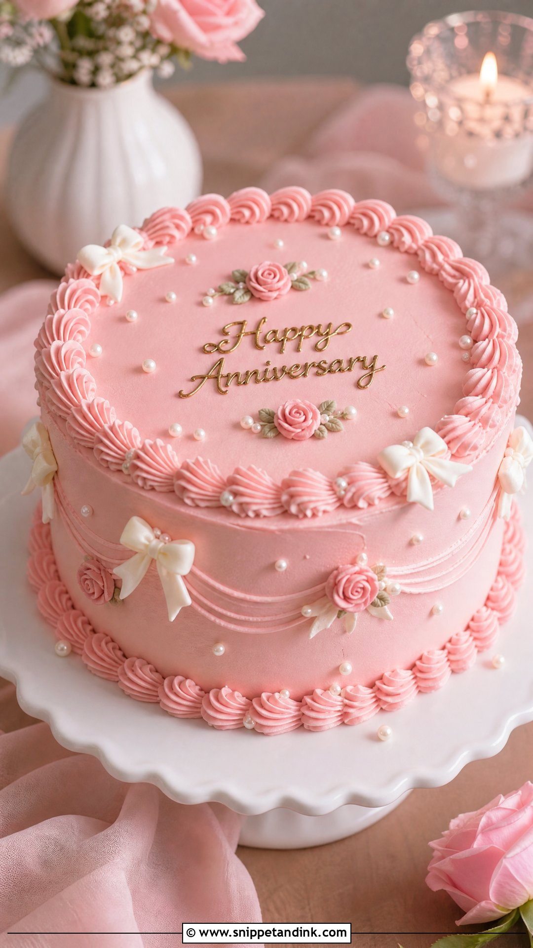 Pink Anniversary Cake - Snippet and Ink - 30 Anniversary Cake Aesthetic Ideas