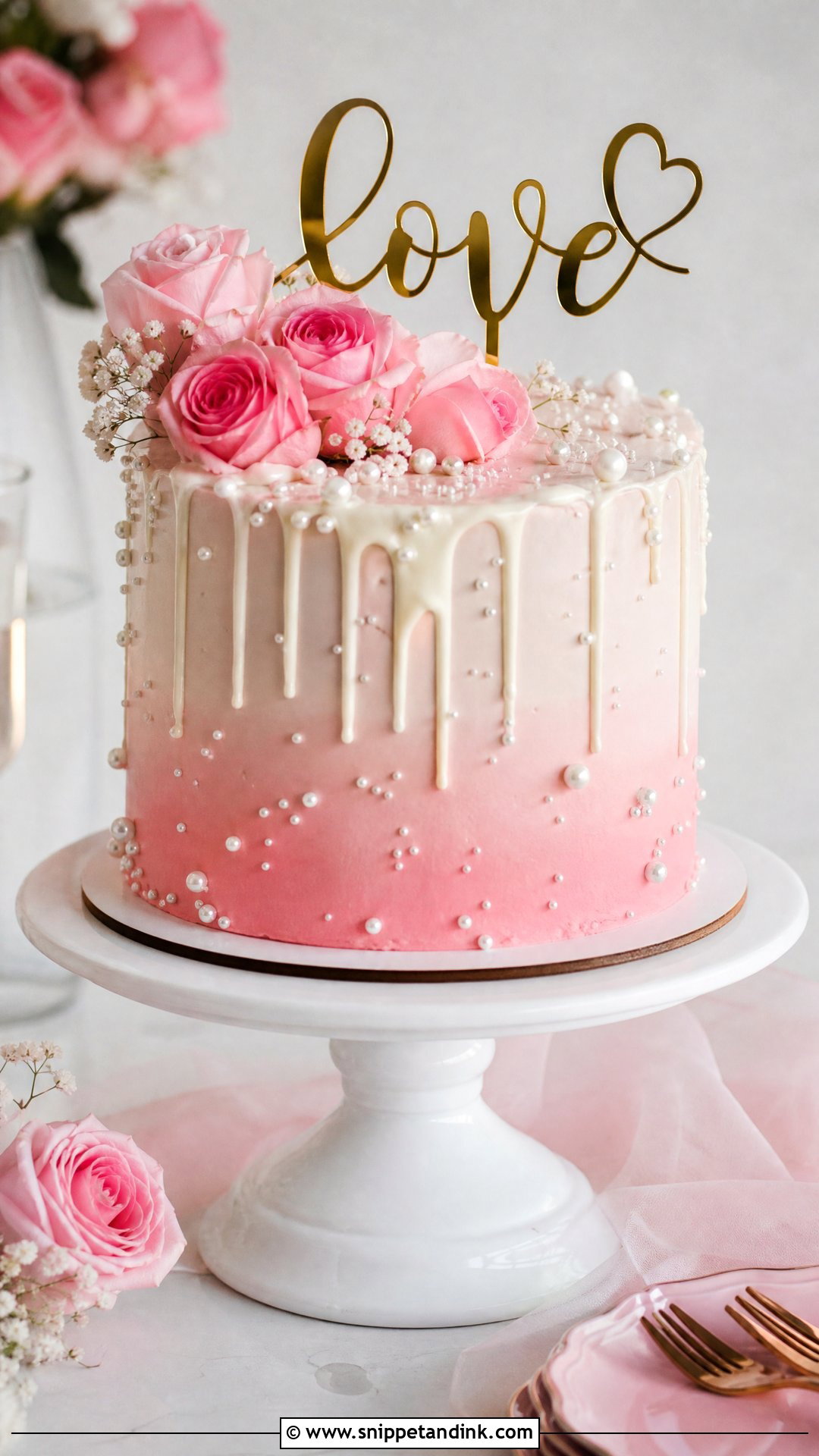 Pink Anniversary Cake - Snippet and Ink - 35 Anniversary Cake Designs