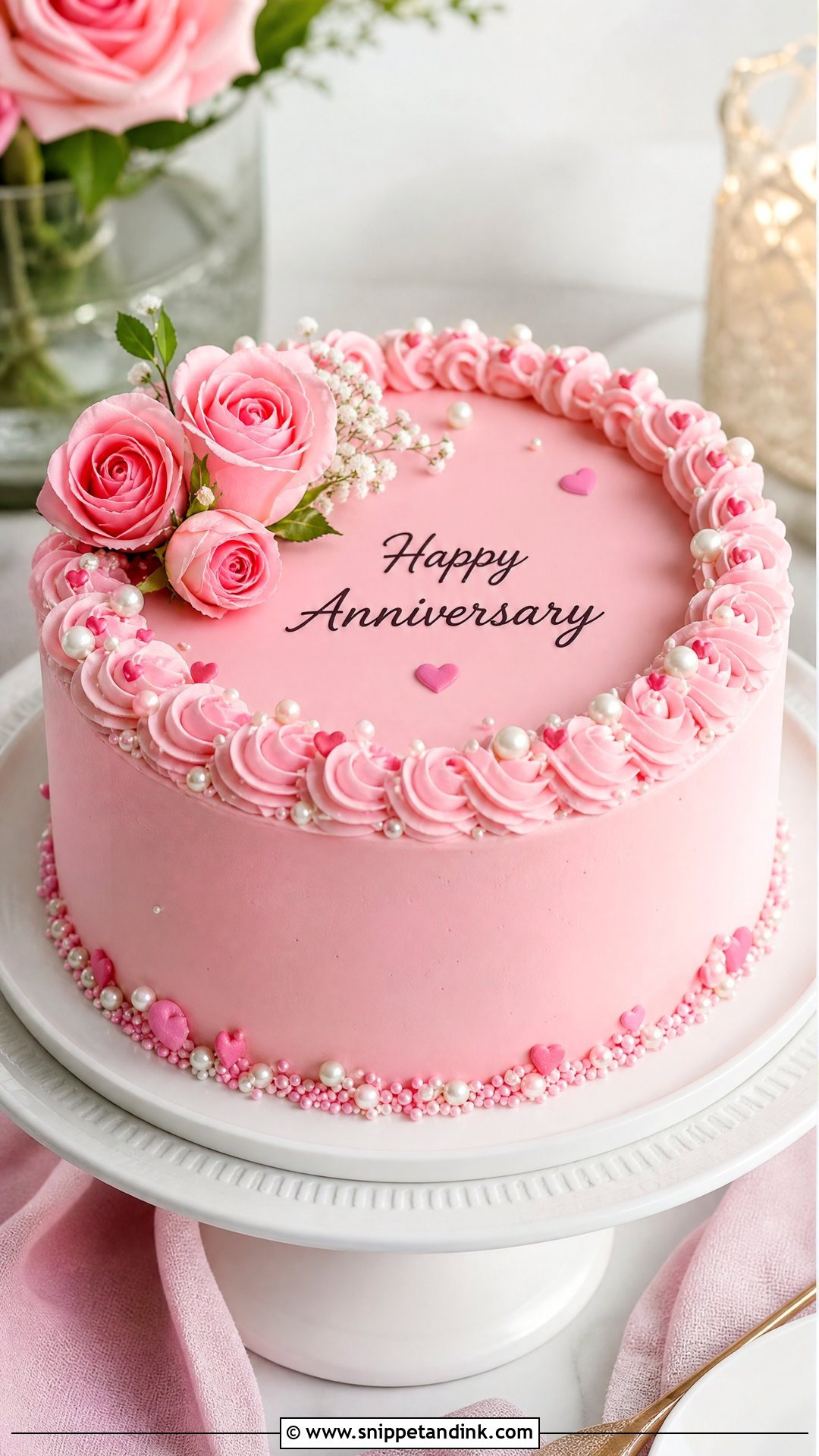 Pink Anniversary Cake - Snippet and Ink - 35 Anniversary Cake Ideas