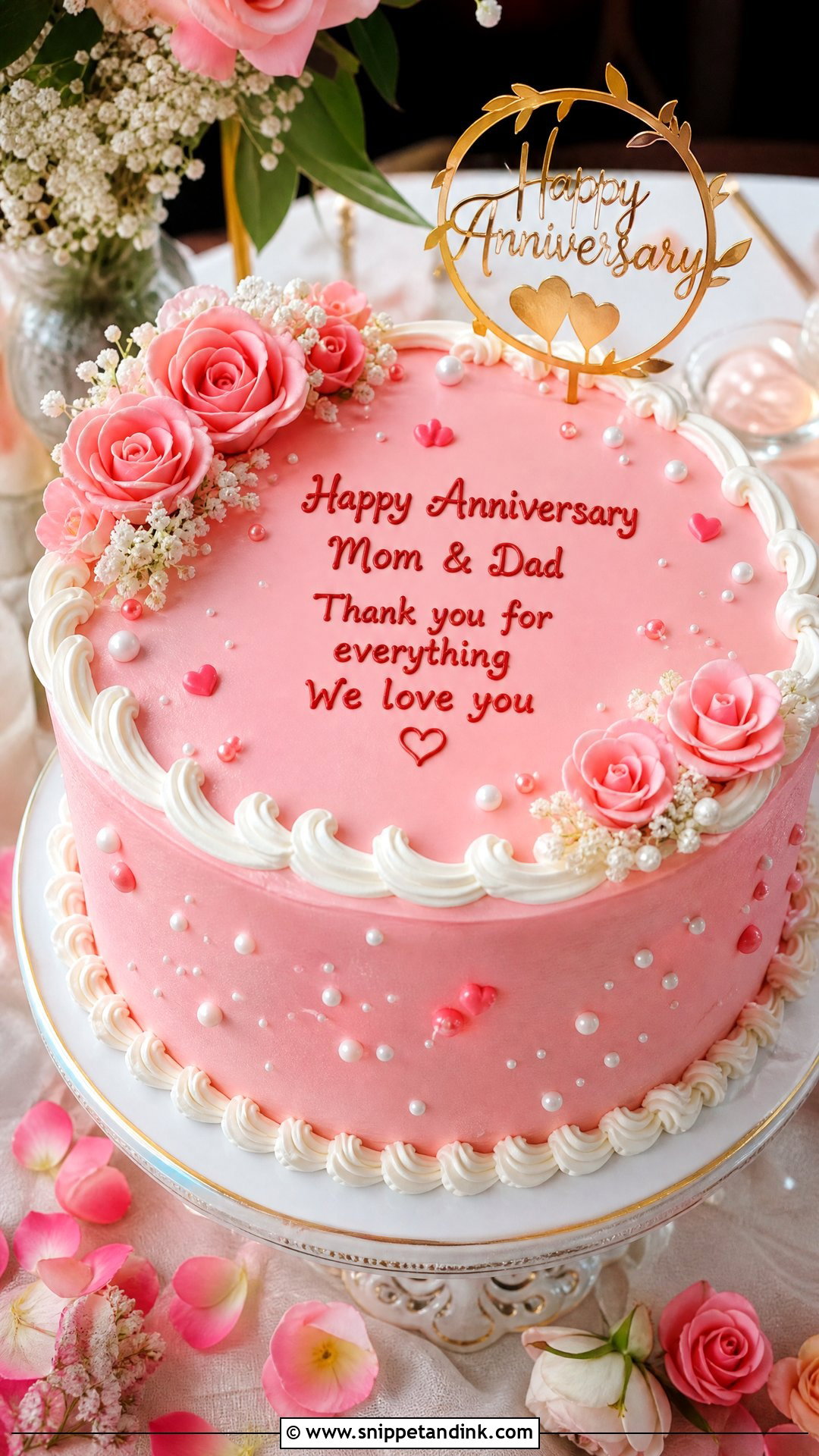 Pink Anniversary Cake for Parents - Snippet and Ink - 30 Anniversary Cake for Parents