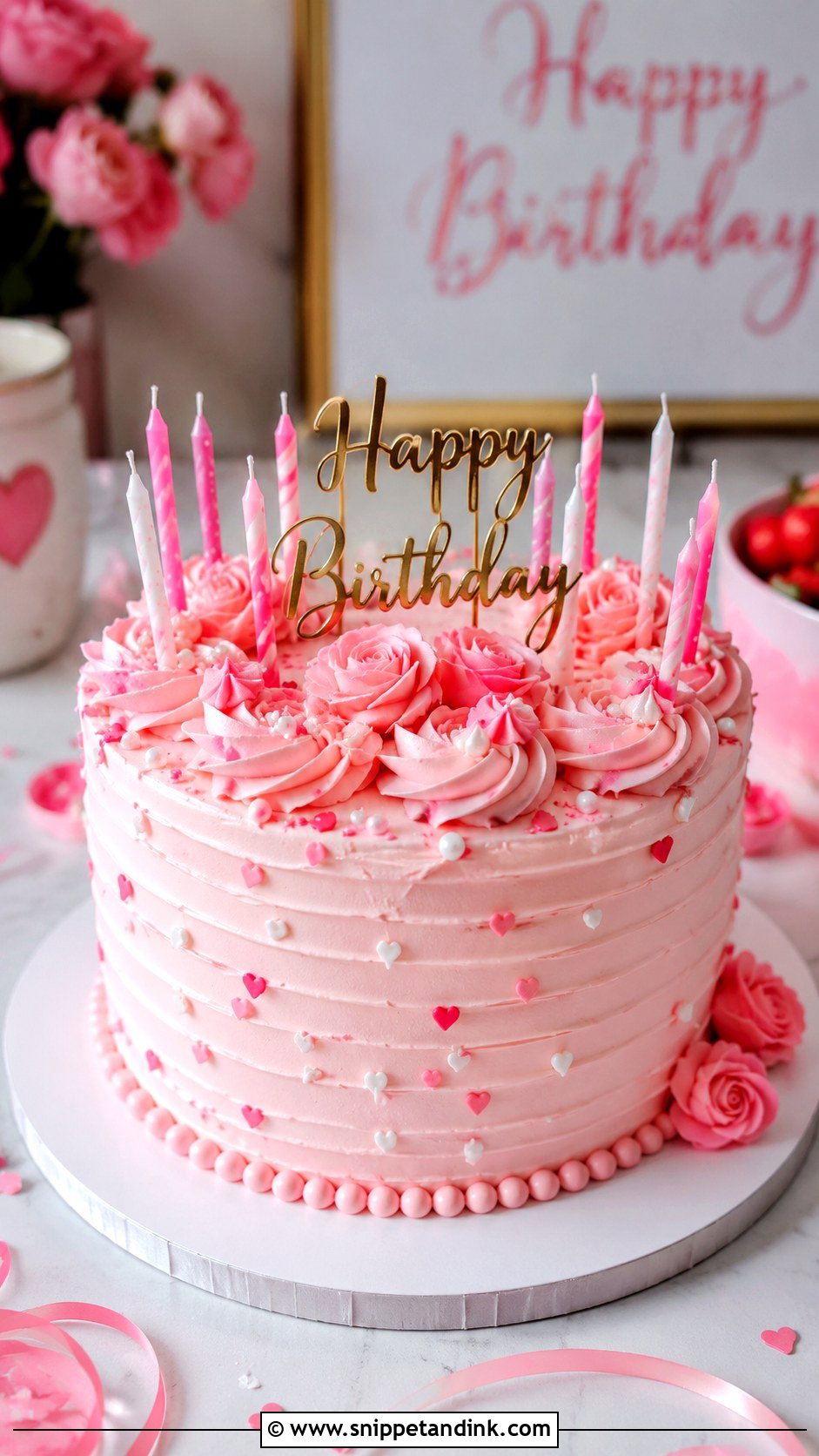 Pink Birthday Anniversary Cake - Snippet and Ink - 20 Anniversary and Birthday Cake Combined Ideas