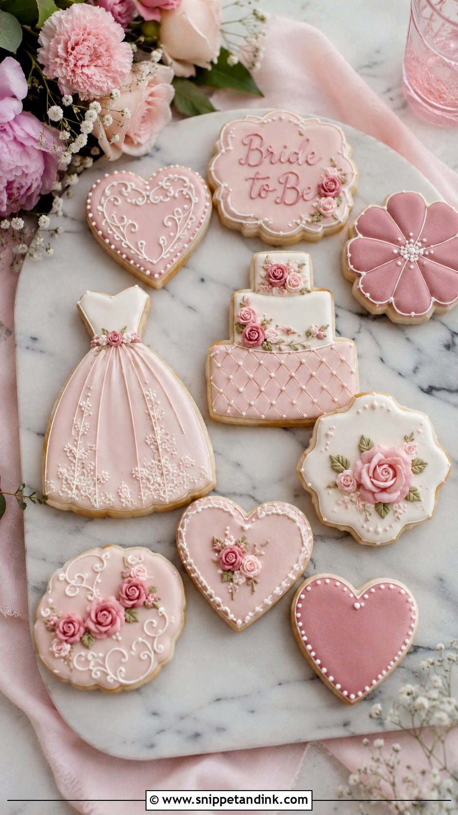 Pink Bridal Cookies - Snippet and Ink - 20 Bridal Cookies