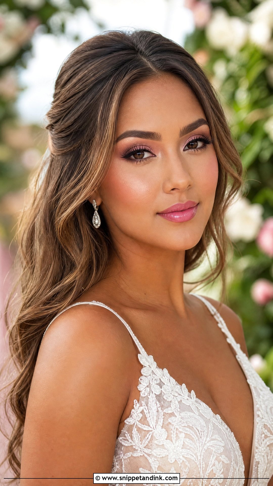 Pink Bridal Makeup With Brown Liner - Snippet and Ink - 20 Pink Glowy Wedding Makeup Ideas