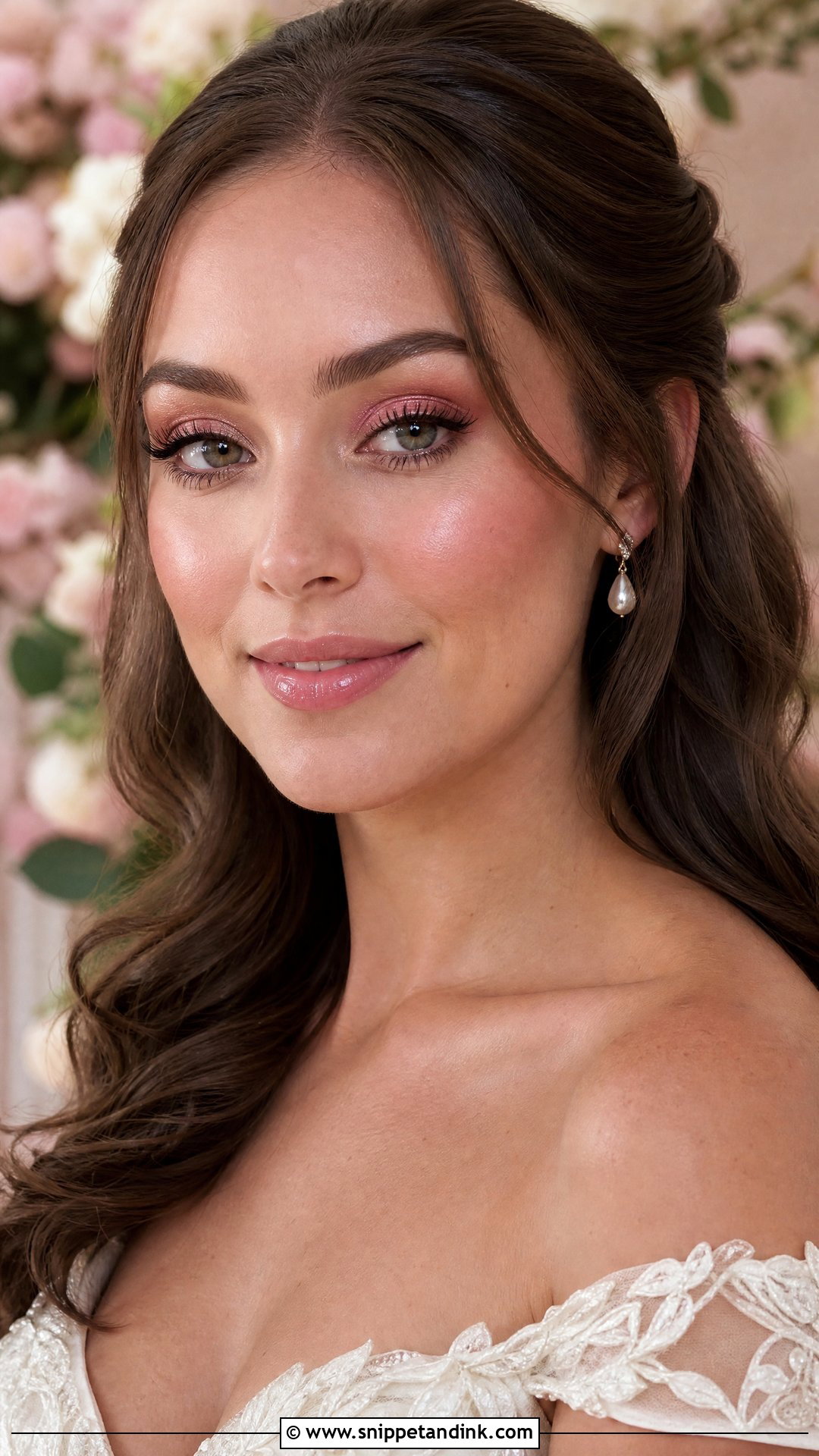 Pink Bridal Makeup With Dewy Skin - Snippet and Ink - 20 Pink Wedding Makeup Looks