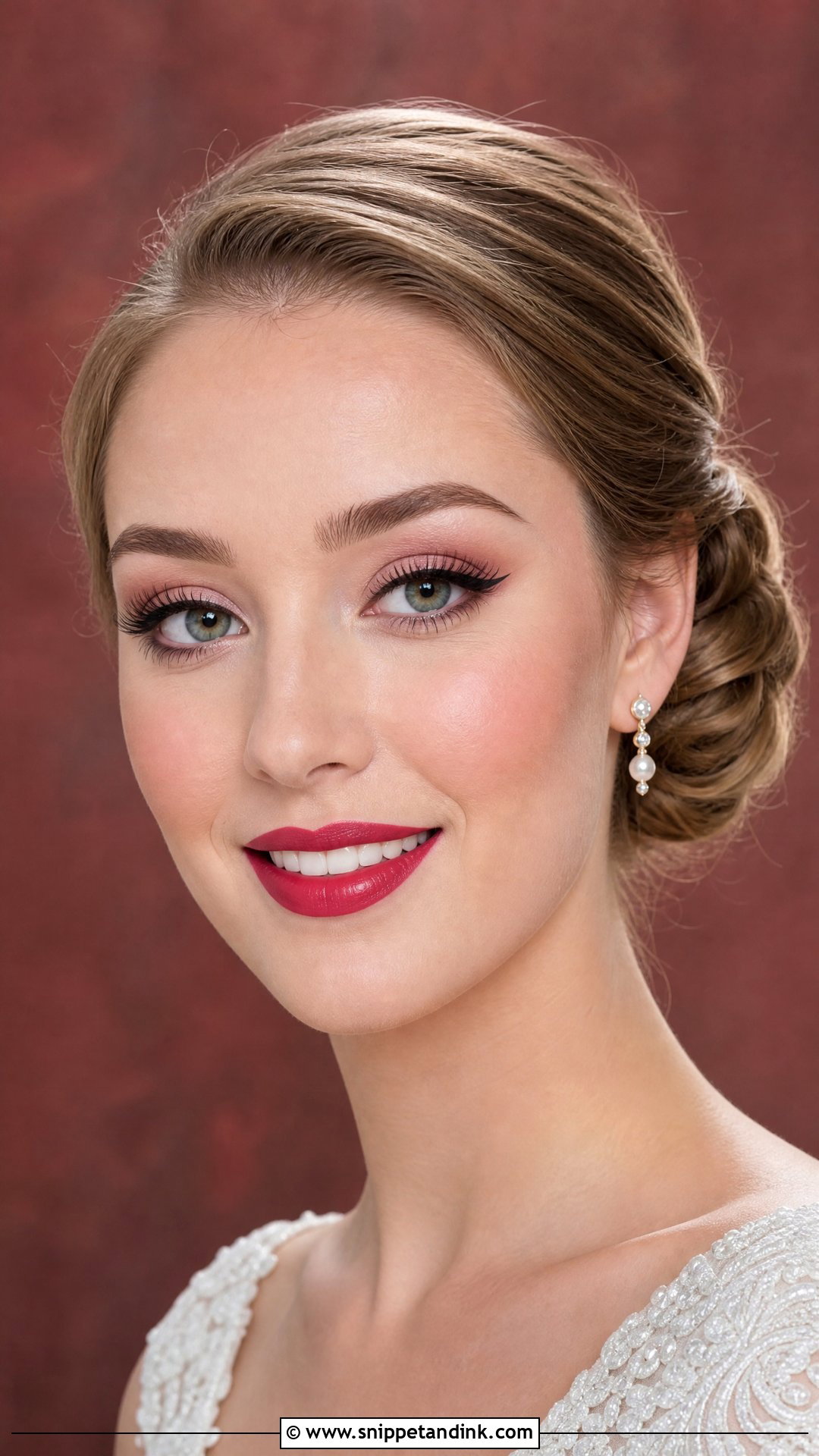 Pink Bridal Makeup With Red Lip - Snippet and Ink - 25 Pink Bridal Makeup Ideas