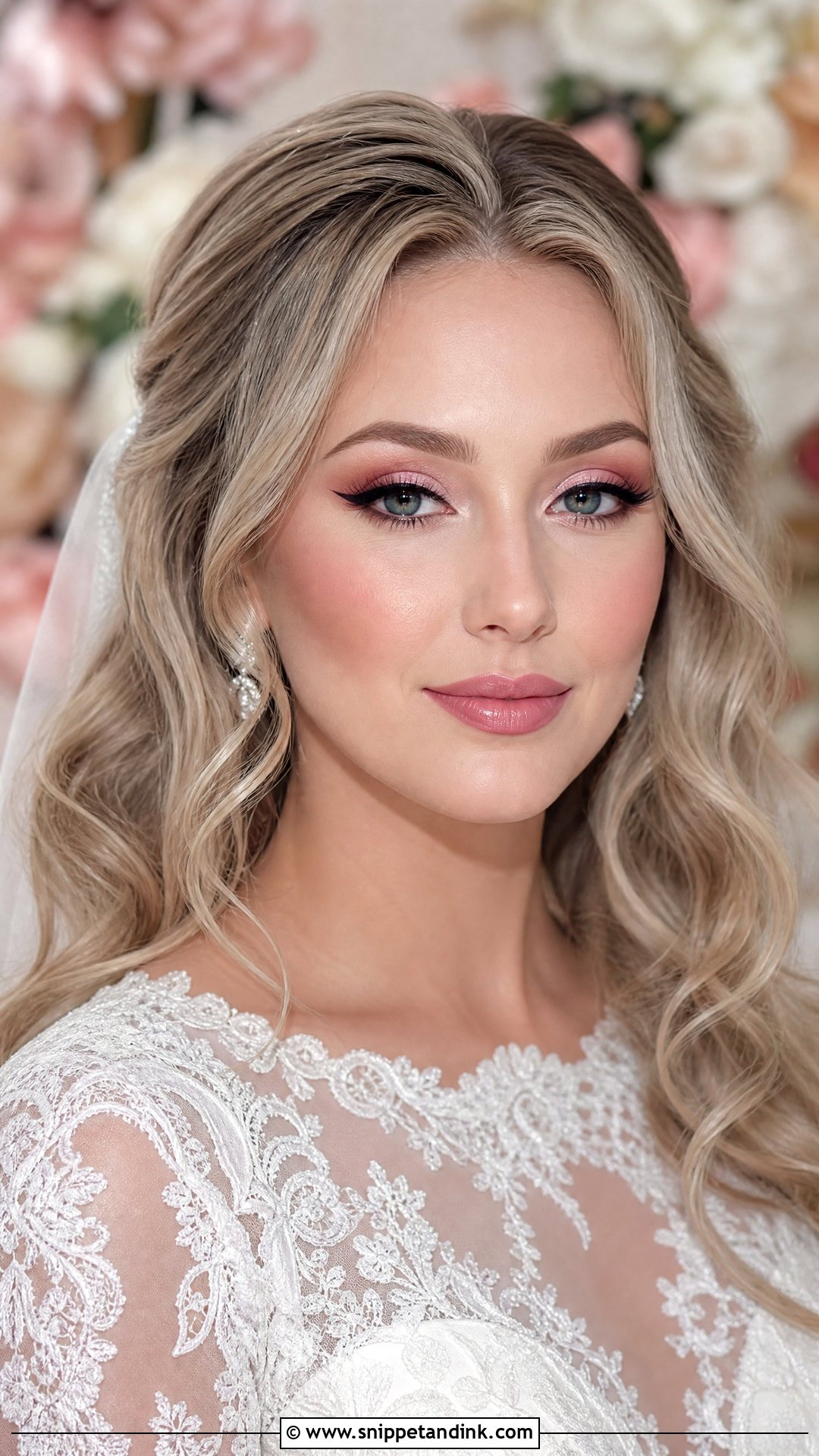 Pink Bridal Makeup With Winged Eyeliner - Snippet and Ink - 20 Bridal Makeup Winged Eyeliner Ideas
