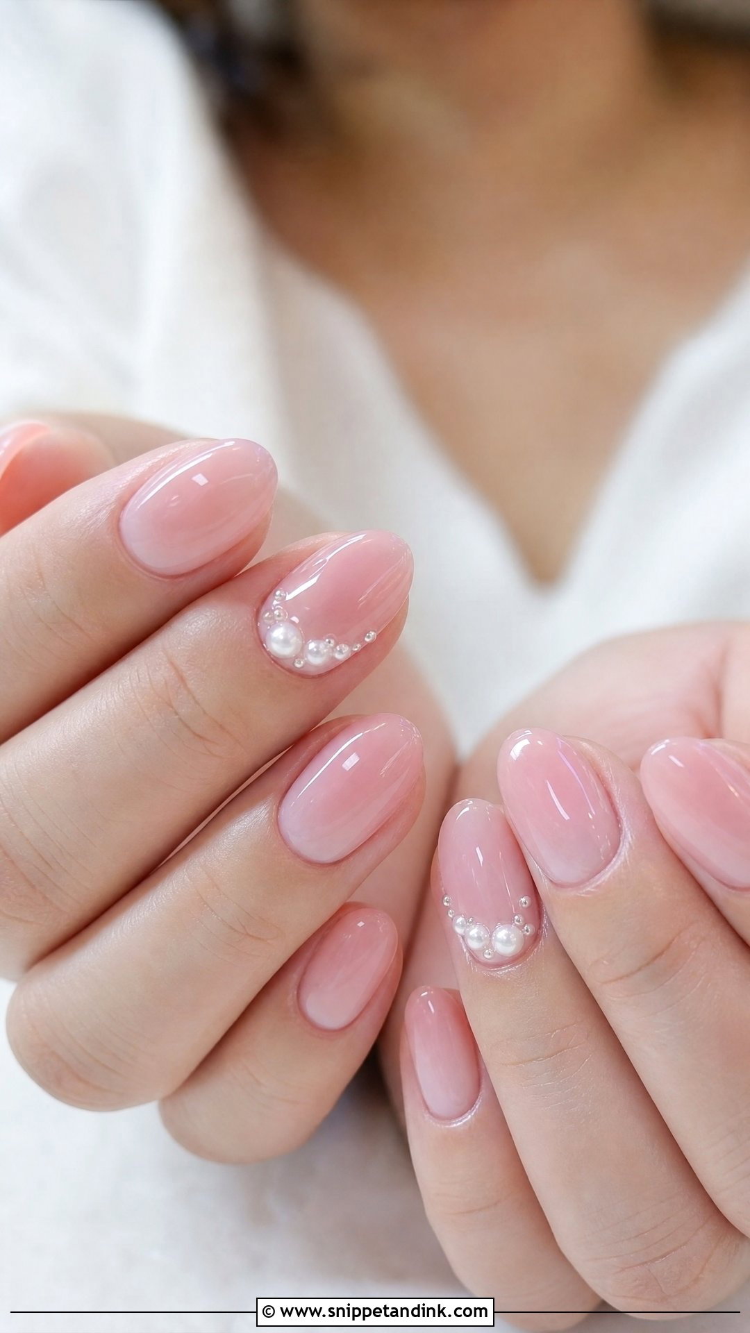 Pink Bridal Nails With Pearls - Snippet and Ink - 25 Bridal Nails with Pearls
