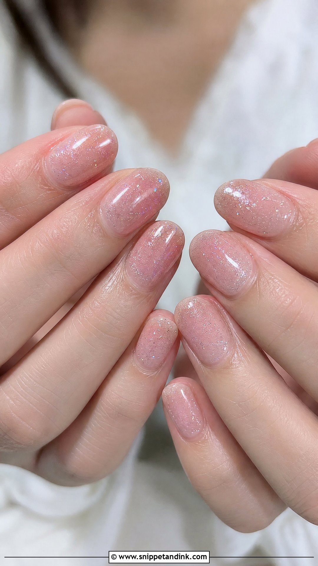 Pink Bridal Nails With Sheer Glitter - Snippet and Ink - 25 Indian Pink Bridal Nail Art Ideas