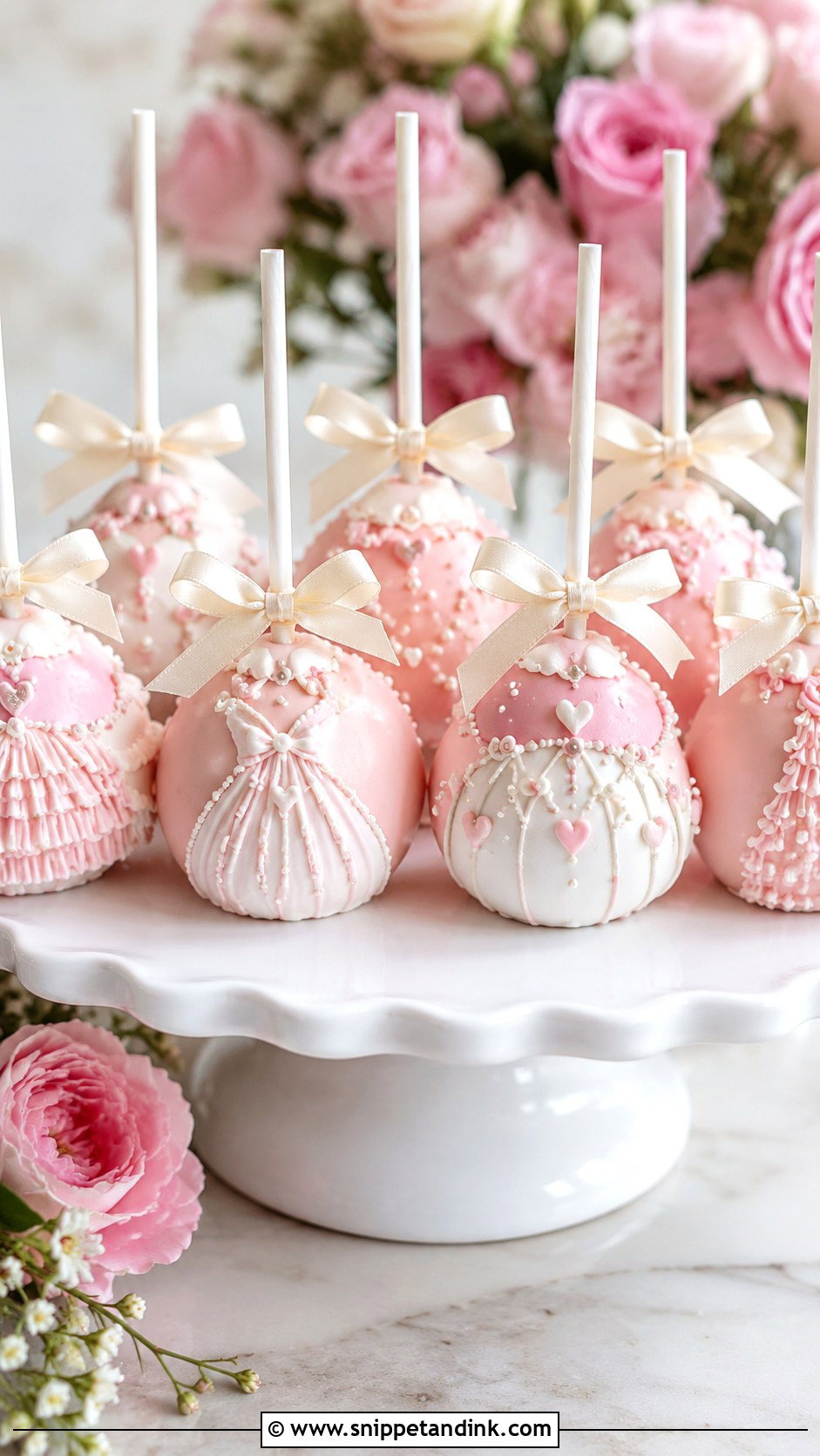 Pink Bride Cake Pops - Snippet and Ink - 35 Bride Cake Pops