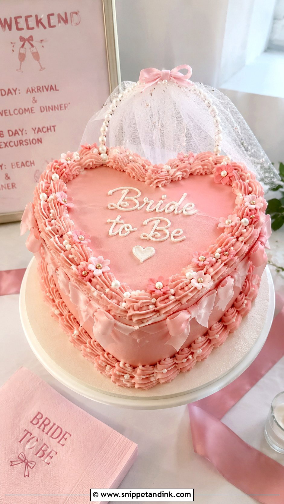 Pink Bride To Be Cake - Snippet and Ink - 25 Pink Bachelorette Party Cake Ideas for Wedding