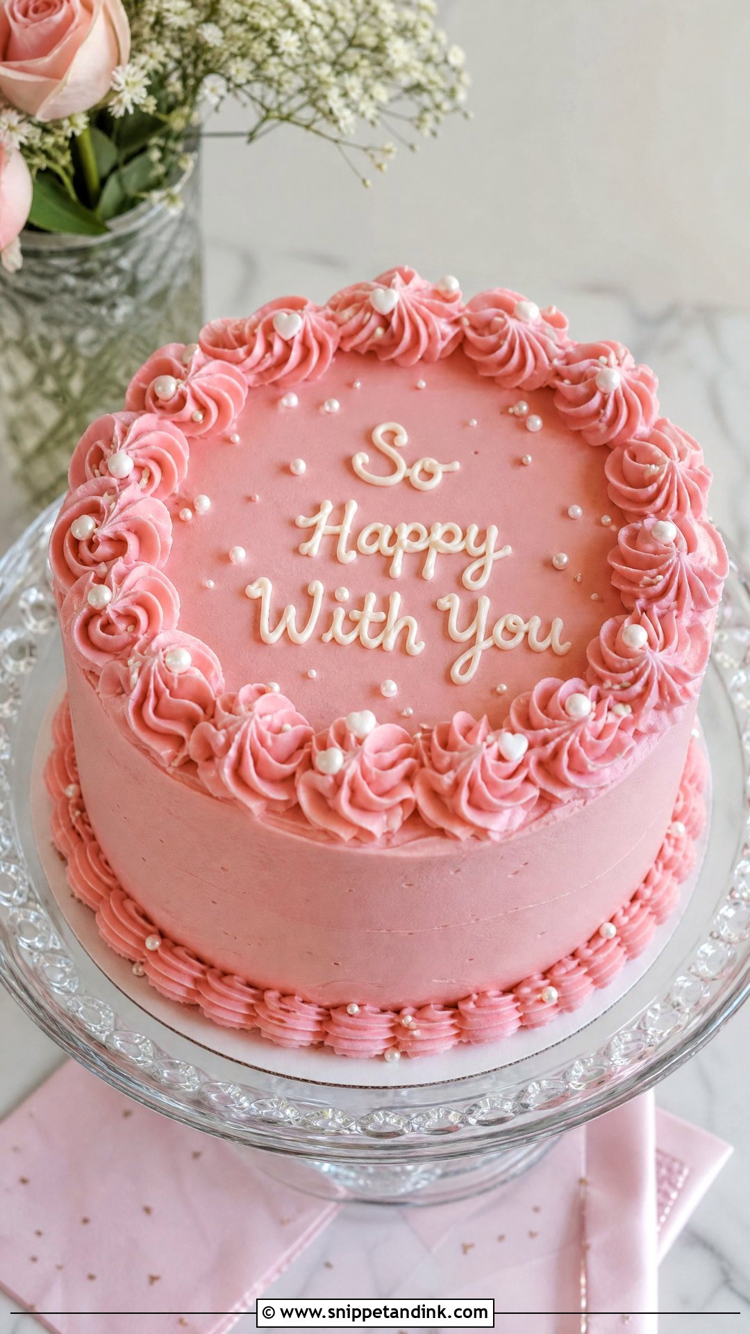 Pink Buttercream Anniversary Cake - Snippet and Ink - 25 1 Month Anniversary Cake Ideas
