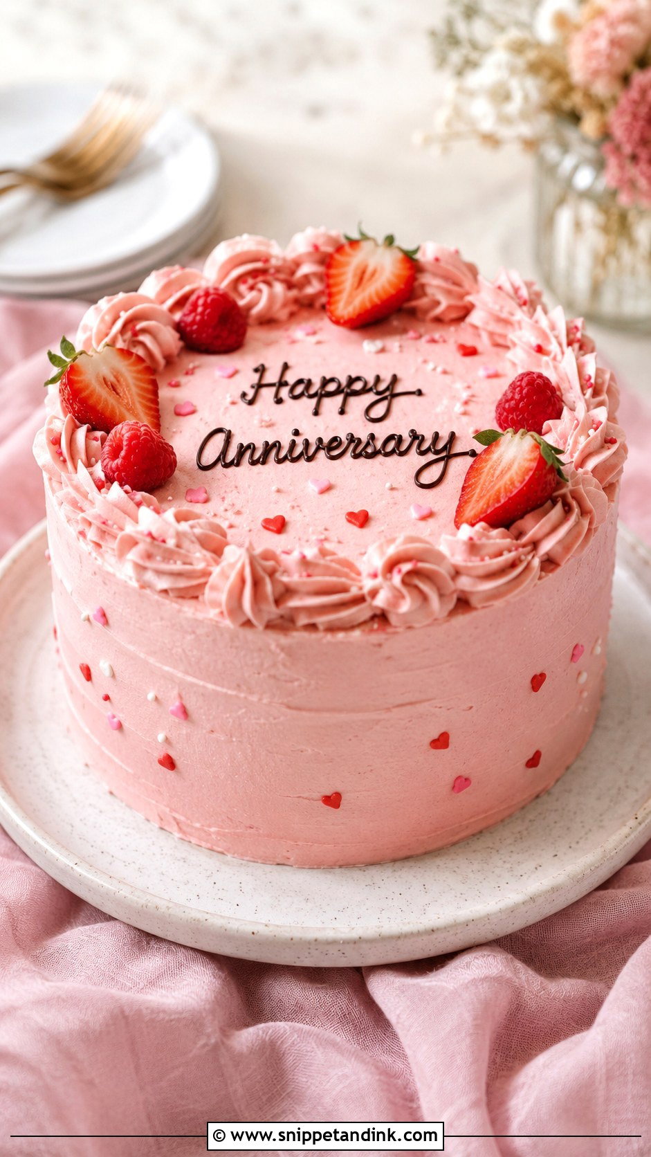 Pink Buttercream Anniversary Cake - Snippet and Ink - 20 Pink Anniversary Cake Ideas