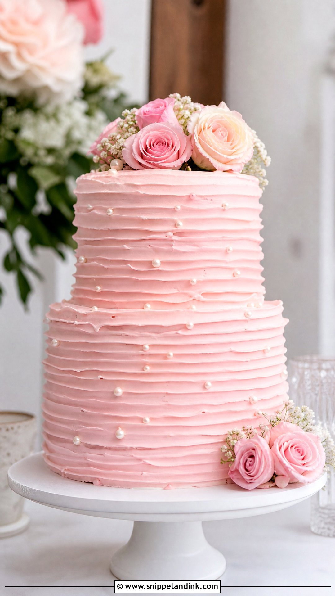 Pink Buttercream Ruffle Wedding Cake - Snippet and Ink - 20 Pink Ruffle Cake Ideas for Wedding